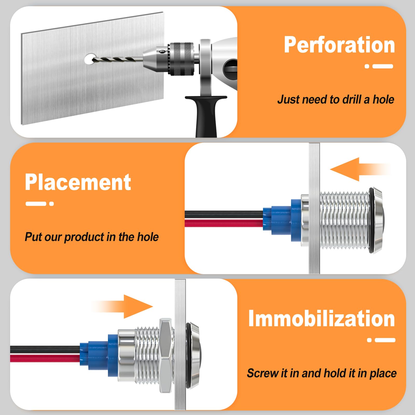 Gasher 5 Pcs Energy Saving Indicator Light, Led Light 12V/24V/110V 20Ma Panel Mount Light For Car Truck Boat Auto Part, Mounting