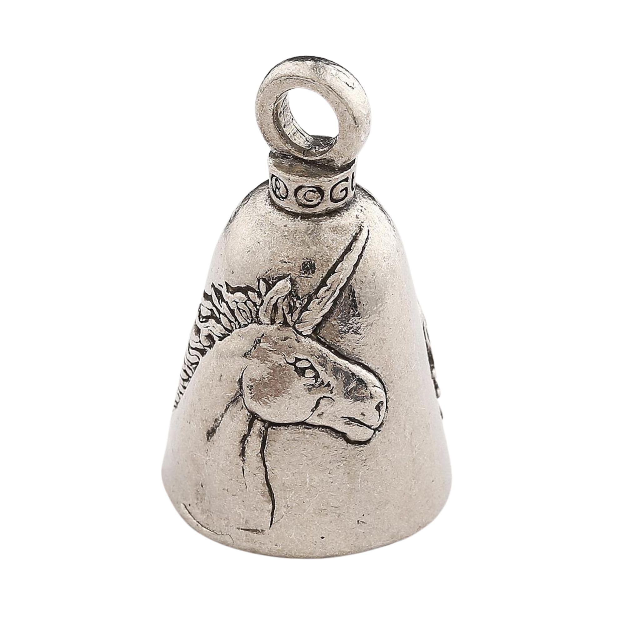 Guardian Bell Unicorn Good Luck Bell W/Keyring & Black Velvet Gift Bag | Motorcycle Bell | Lead-Free Pewter | Good Luck Gift To