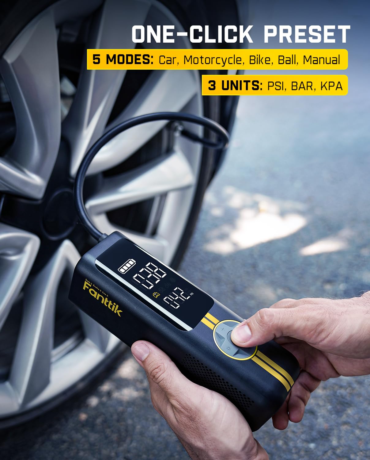 Fanttik X8 Apex Ev Tire Inflator Portable Air Pump, 2X Faster Inflation, 150Psi Cordless Air Compressor With Powerful Battery, F