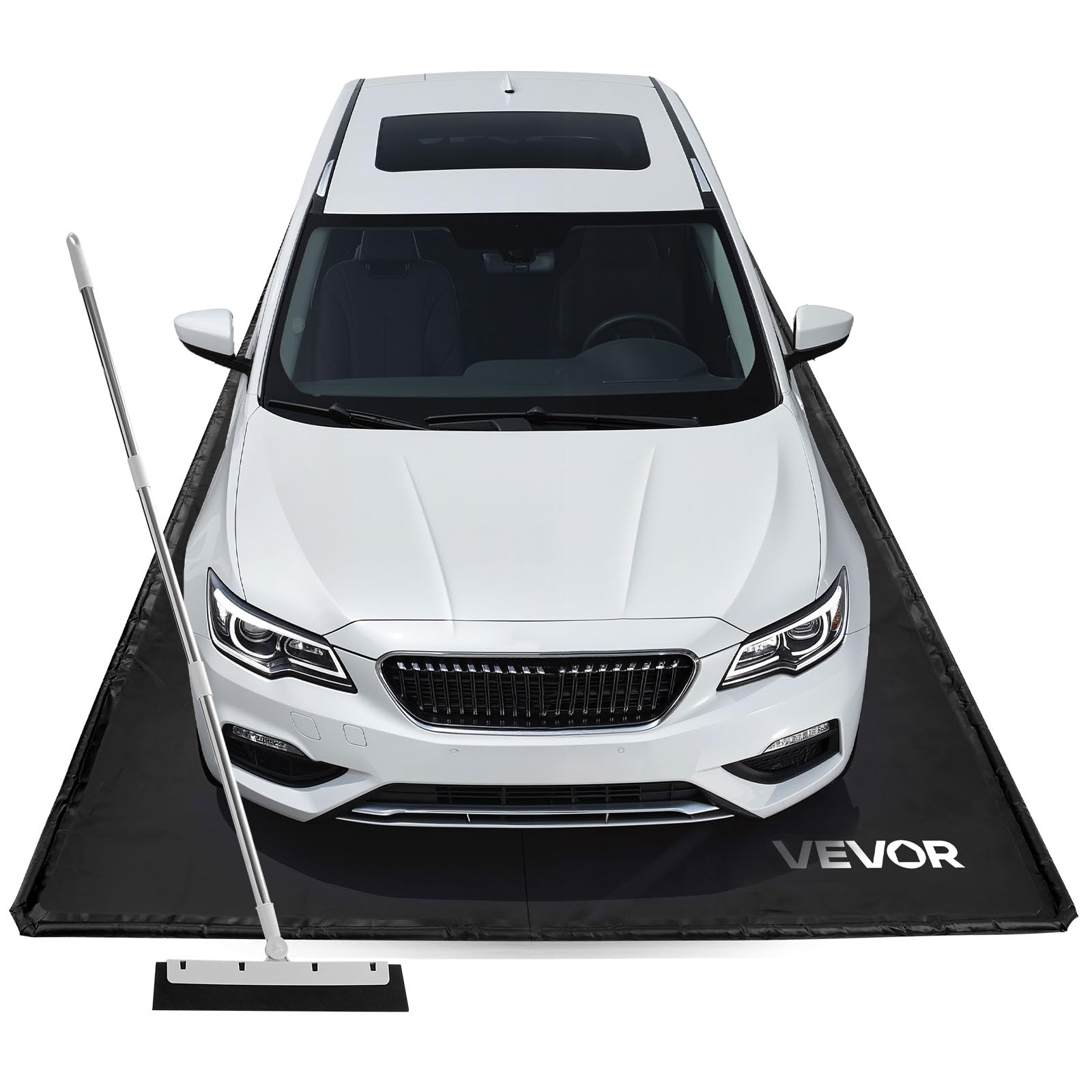 VEVOR Containment Mat, 8 ft 6 in x 20 ft, Non-Slip PVC Garage Floor Mat with a Cleaning Squeegee, Heavy Duty Durable Waterproof 