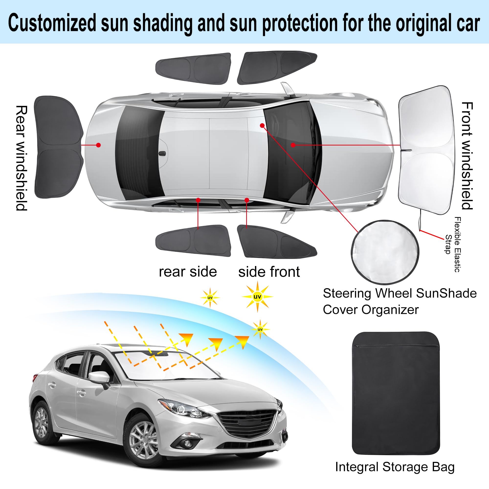 Tinglu Window Shades For Mazda 3 2014 2015 2016 2017 2018 Hatchback Accessories Car Side Full Windows Rear Triangular Windshield