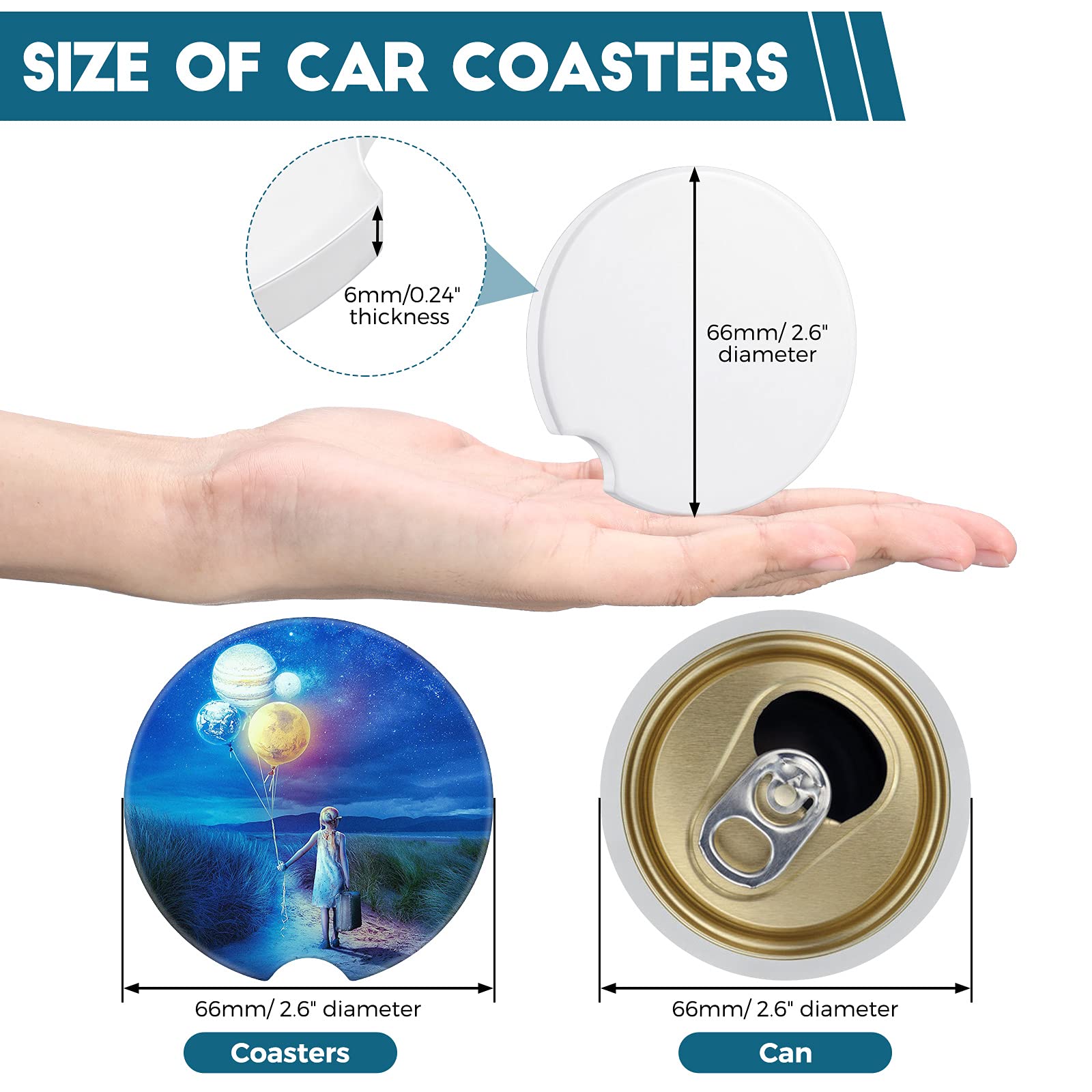 Frienda Ceramic Car Sublimation Blanks Cupholders Sandstone For Car Cup With Finger Notch For Easy Removal Ceramic Auto Cupholde