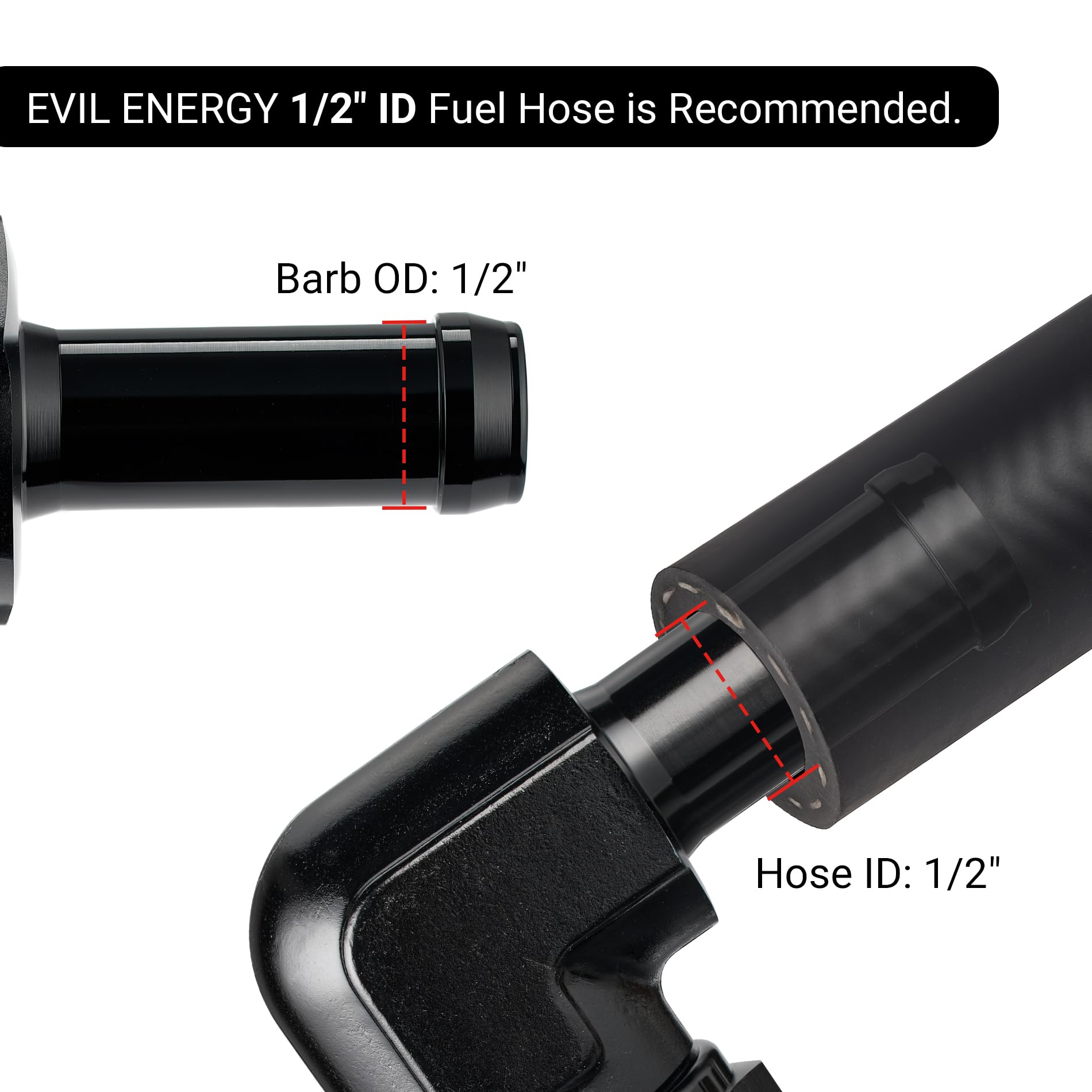 Evil Energy 10An Female To 1/2'' Barb Hose Fitting 90 Degree Swivel