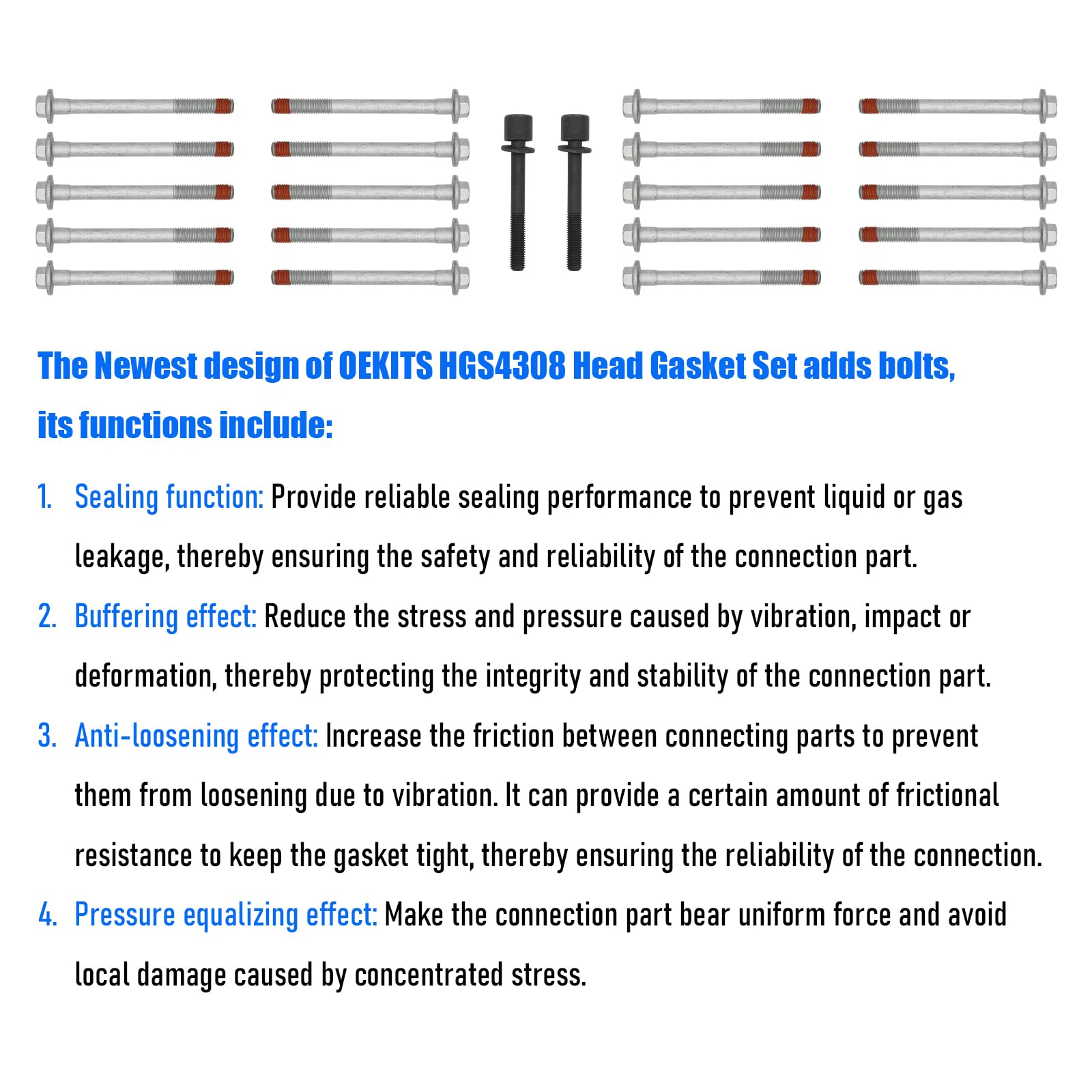 HS26744PT HGS4308 Cylinder Head Gasket Set Kit Bolt 5.3 for Chevy Silverado 1500 Tahoe Suburban, for GMC Sierra 1500 Yukon XL 5.