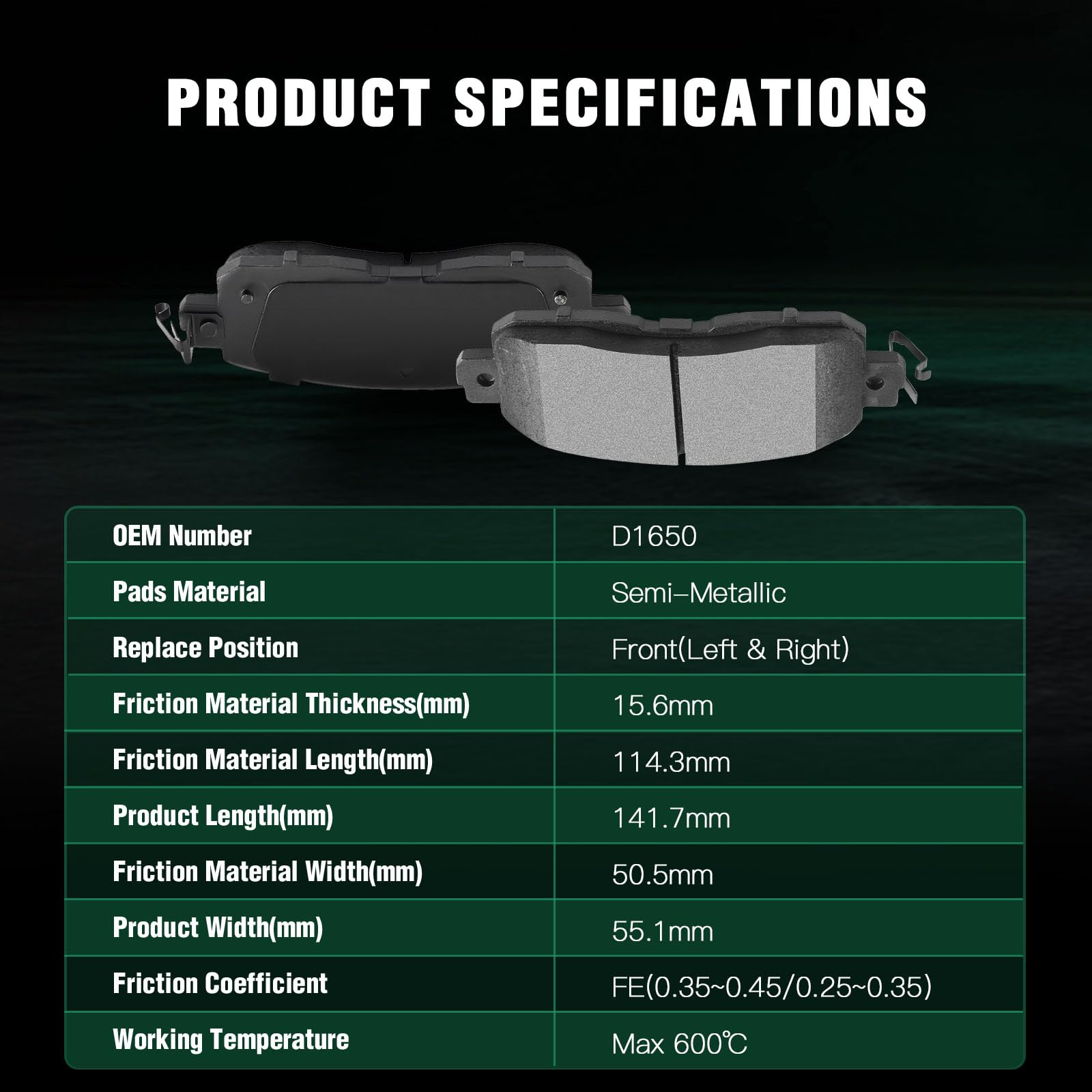 Automuto 8Pcs Front & Rear Disc Brake Pads Set D1650 D905 For Nissan Altima 2013-2023