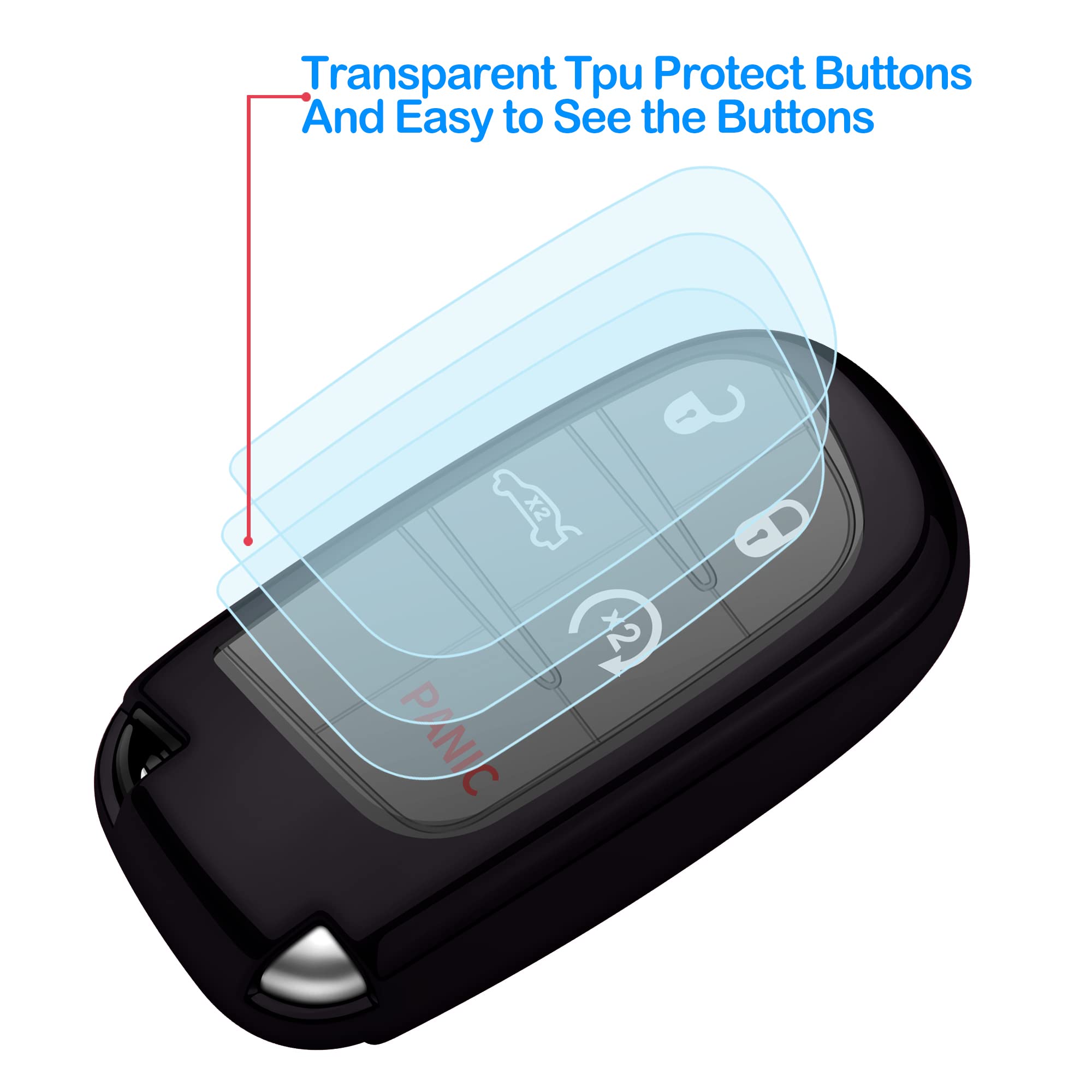 Compatible With Jeep Key Fob Cover With Leather Keychain Soft Tpu Protection Key Case For Grand Cherokee Renegade Chrysler 200 3