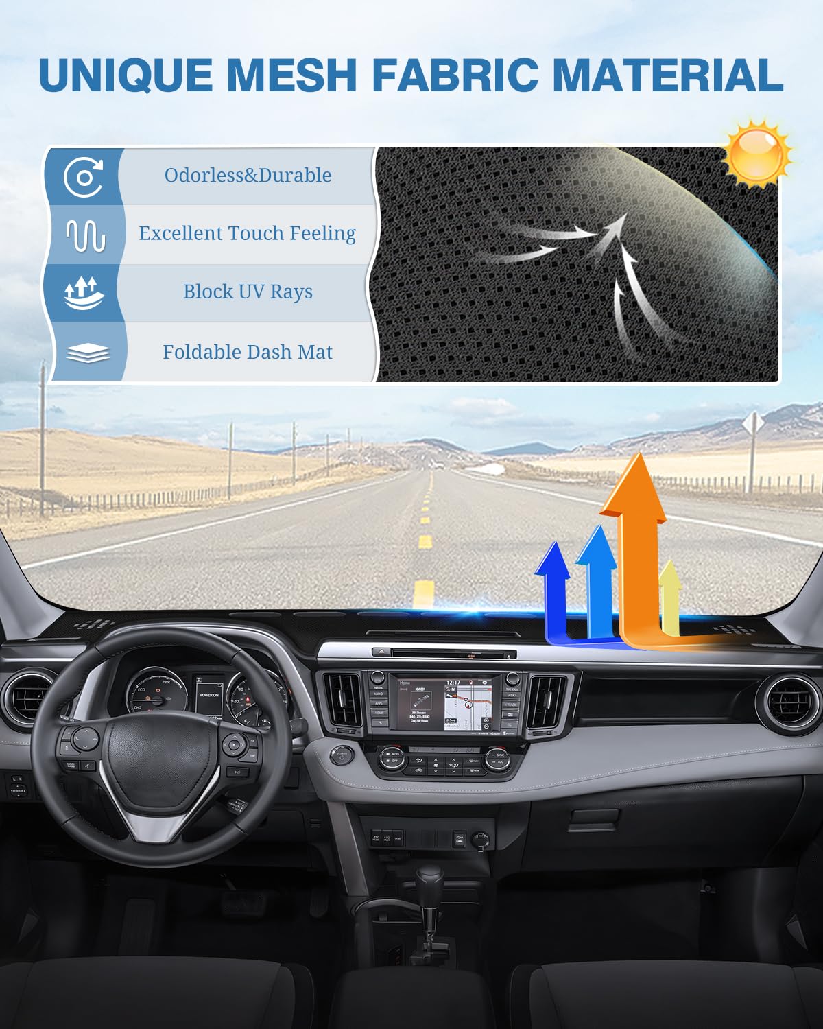 Fiilines Dash Cover Compatible With Toyota Rav4 2013 2014 2015 2016 2017 2018 Dashboard Mat Cover Rav4 Accessories Sunshade Nons