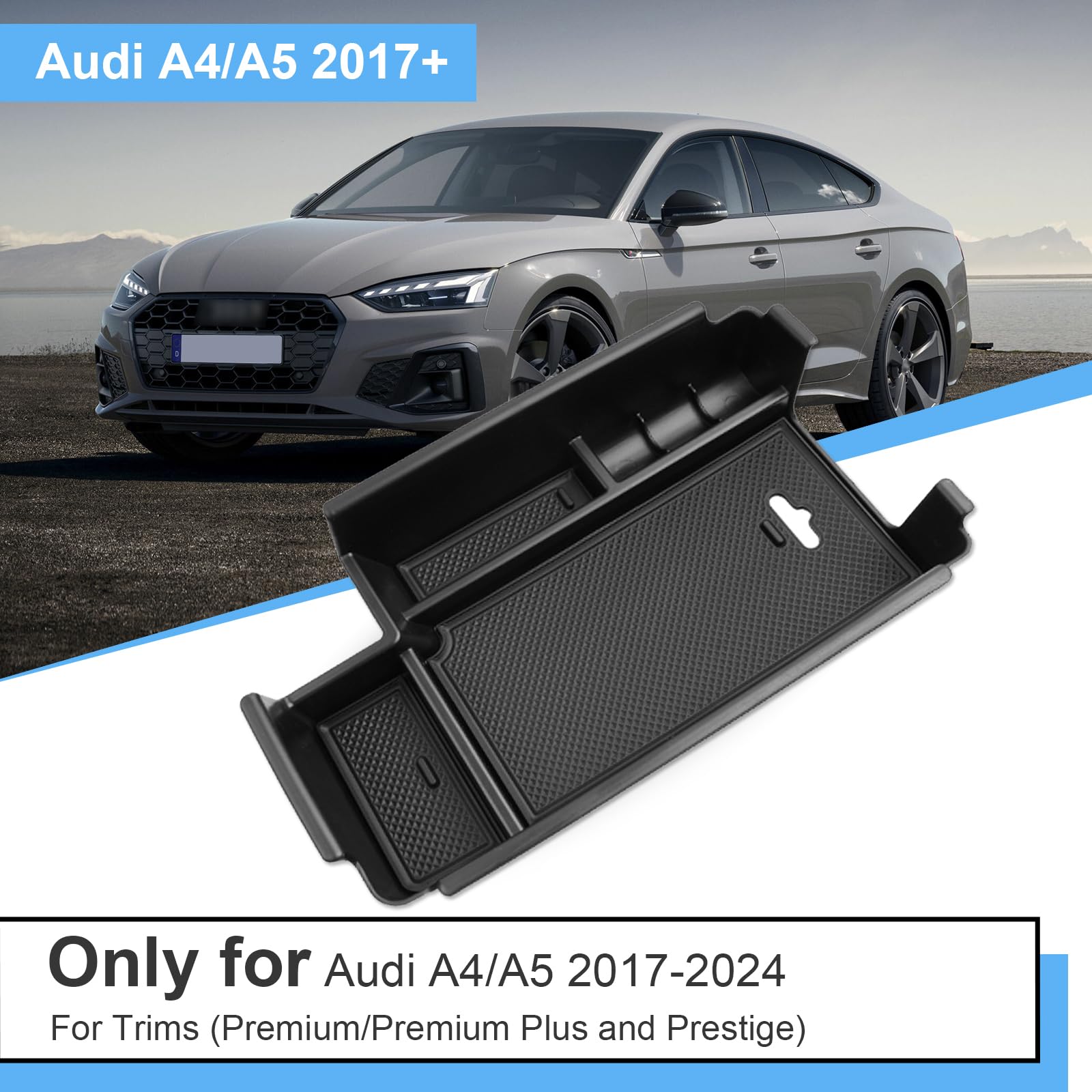 Coleya Center Console Organizer For Audi A4 (2017-2024), For Audi A5 (2017-2024), 2023 A Udi A4 Center Console Organizer 2024 A Udi A5 Armrest Trays A4/A5 Storage Box Coin Container A4/A5 Accessories
