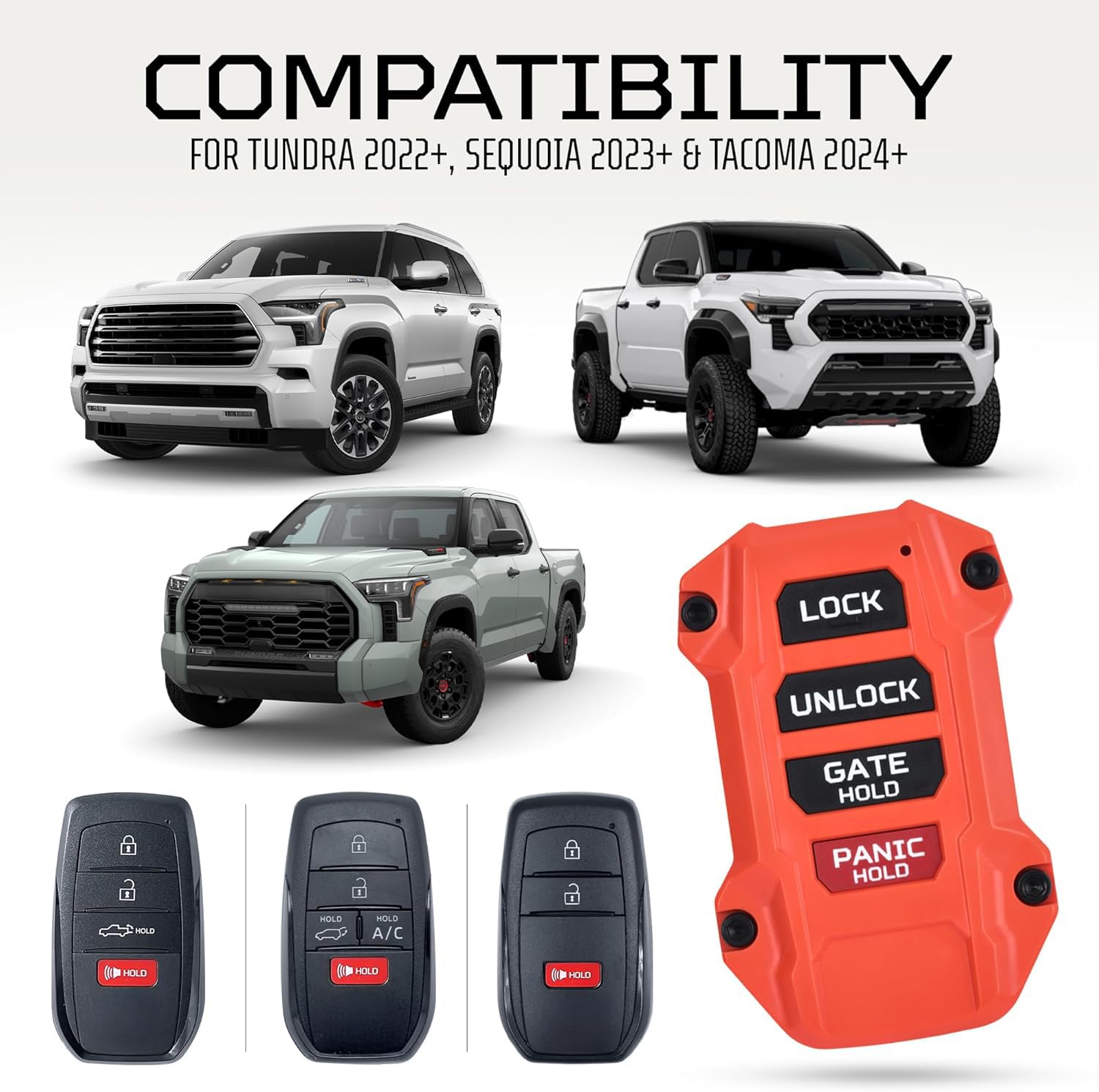 Ajt Design Replacement Keyfob Compatible With Toyota Tacoma (2024+), Tundra (2022+) & Sequoia (2023+) | Custom Made In Usa - Sol