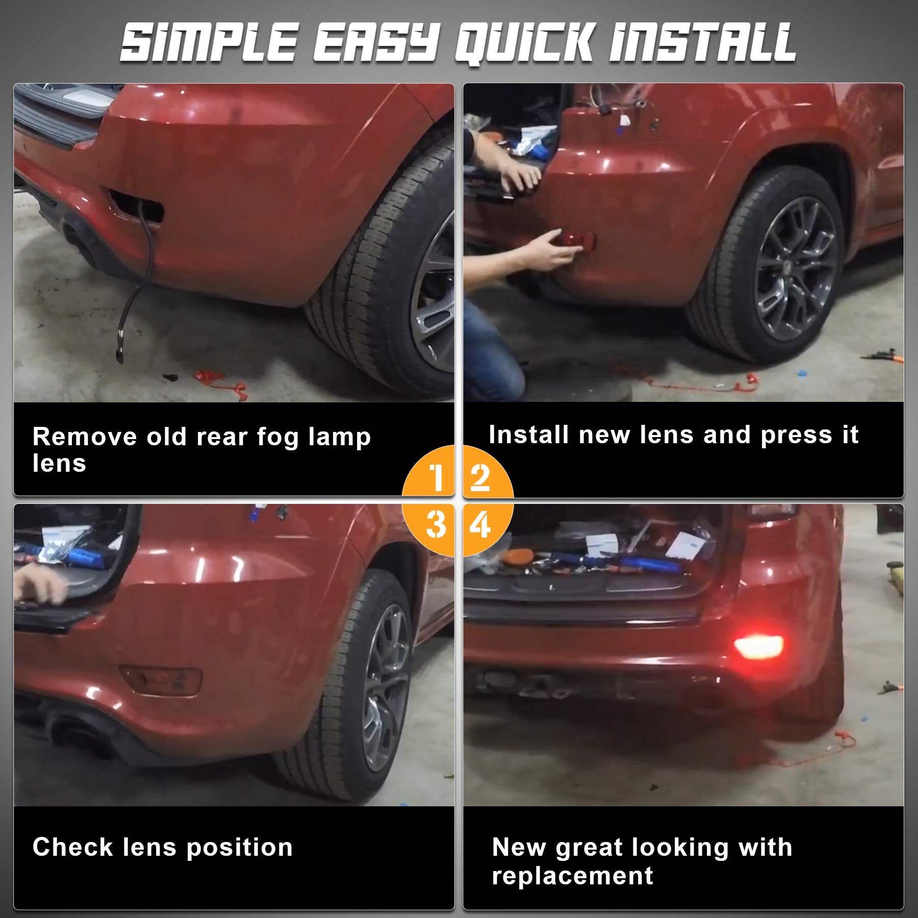 Hercoo Bumper Reflector Lights Lens Rear Right Fog Lamp Cover Compatible With Jeep Compass Grand Cherokee 2011 To 2017, Dodge Jo