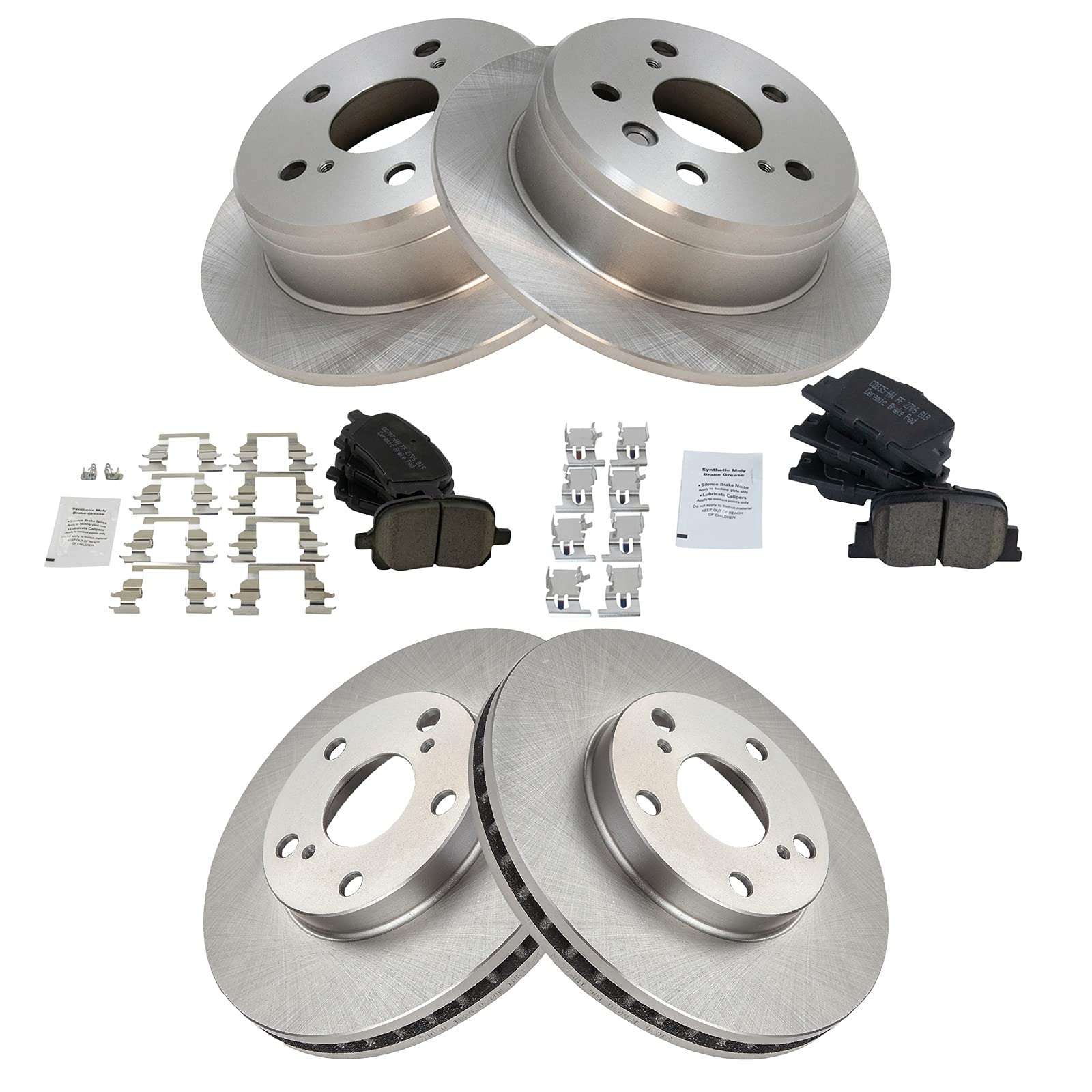 Trq Front And Rear Brake Pad & Rotor Kit Brake Pads Brake Rotor Ceramic Compatible With 2000-2001 Lexus Es300 Toyota Camry