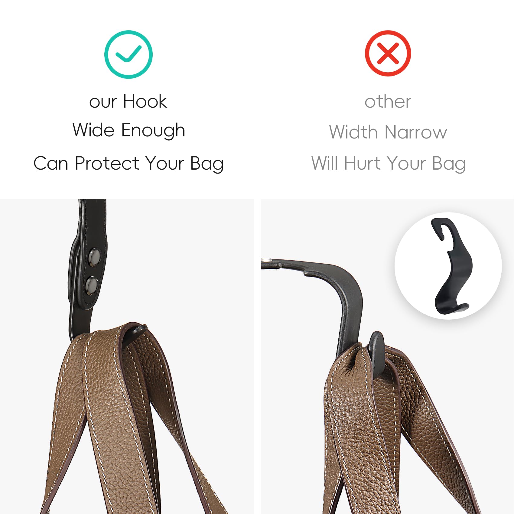 Compuda 2 Pack Car Hook Holder Leather Headrest Hooks For Purses And Bags,Sus304 Car Hook(Orange)