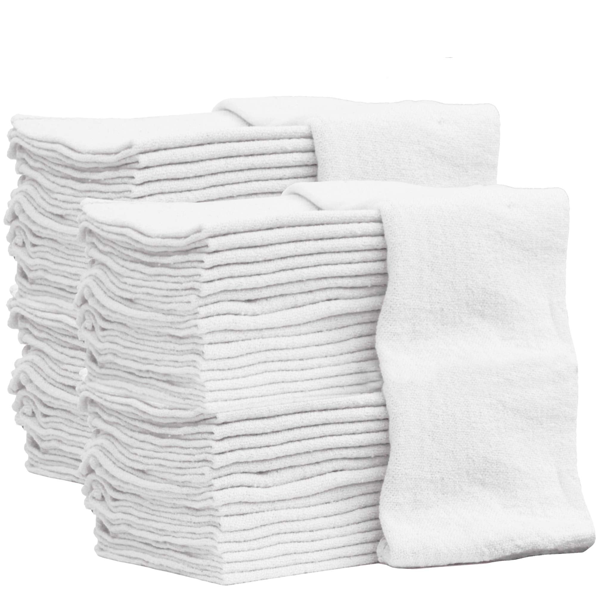 Nabob Wipers Auto Mechanic Shop Towels 100 Pack Shop Rags 100% Cotton Size 14''X14'' Commercial Grade  (100  Pack,  White)