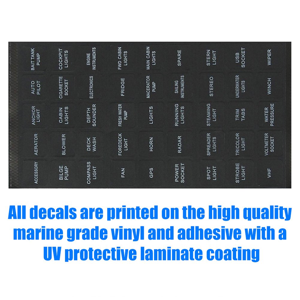 Bunker Indust Set Of 2 Decal Sticker Label Sheet For Caravan Marine Boat Dash Board Instrument Rocker Switch Circuit Panel Gps H