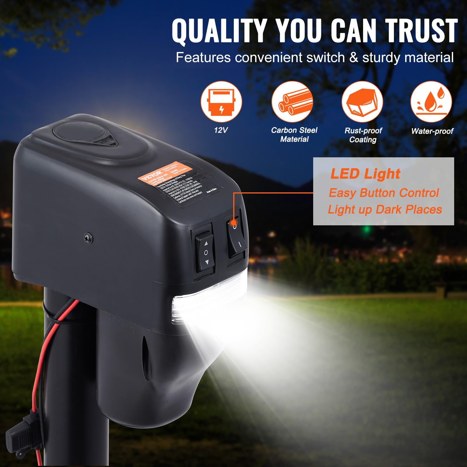 Vevor Electric Trailer Jack, Power Tongue Jack Weight Capacity 4000 Lbs, 9.84'-33.85' Electric Tongue Jack With Waterproof Cover For Lifting Rv Trailer, Horse Trailer, Utility Trailer, Yacht Trailer