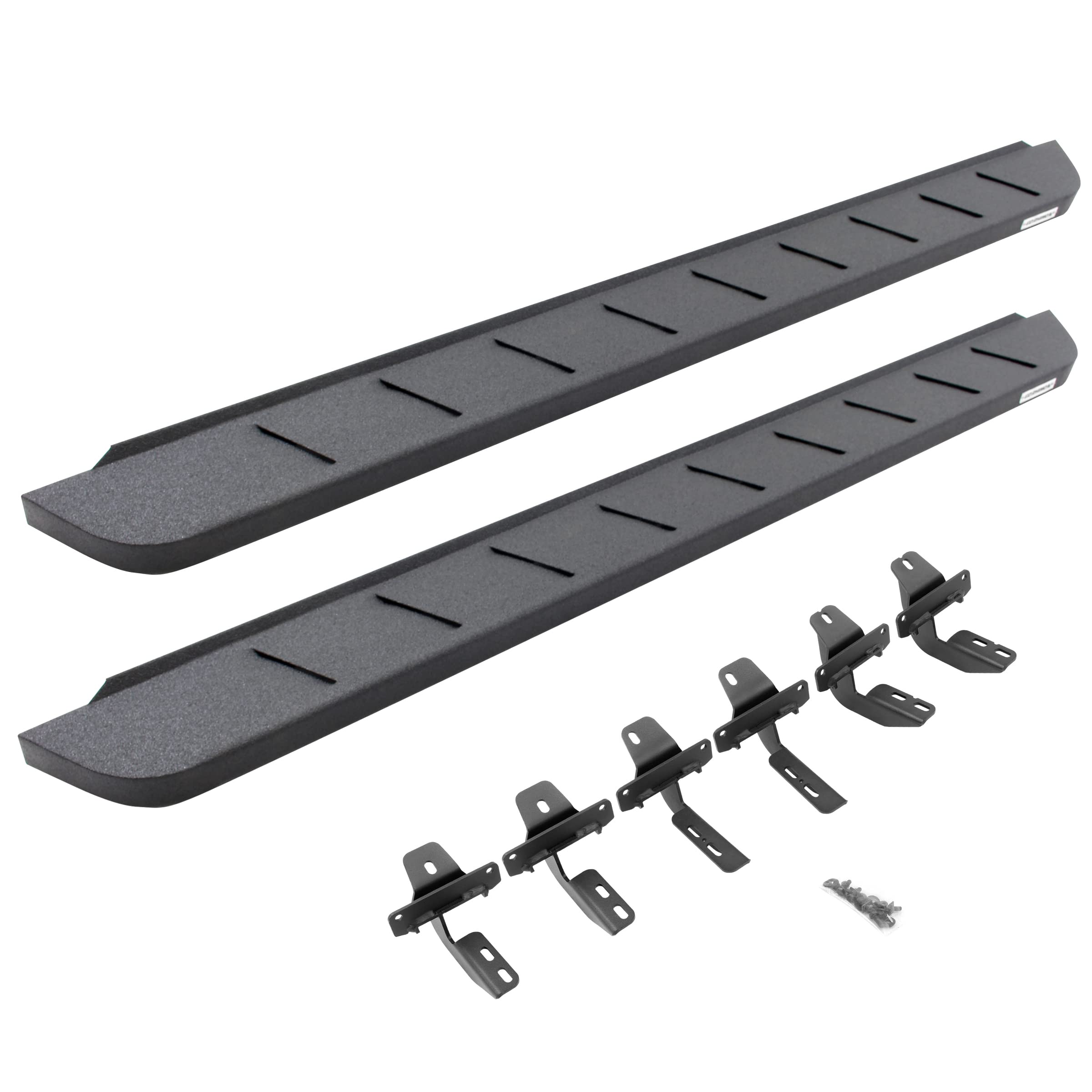 Go Rhino Rb10 Running Board & Brackets Kit | Galvanized Steel, Textured Black | 63404880Pc | Fits 2019-2025 Chevrolet Silverado & Gmc Sierra Double Cab (See Description)