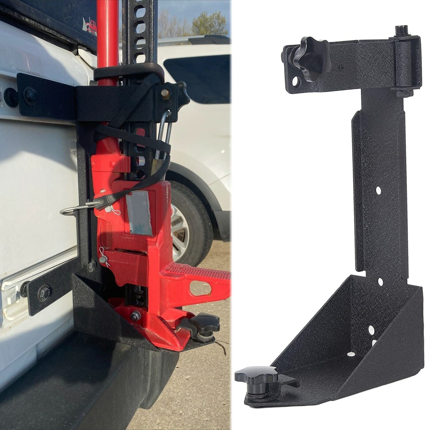 KUAFU Rear High Lift Jack Mount Holder Compatible with 2007-2018 Jeep Wrangler JK Off-Road Rear Jack Mount Bracket