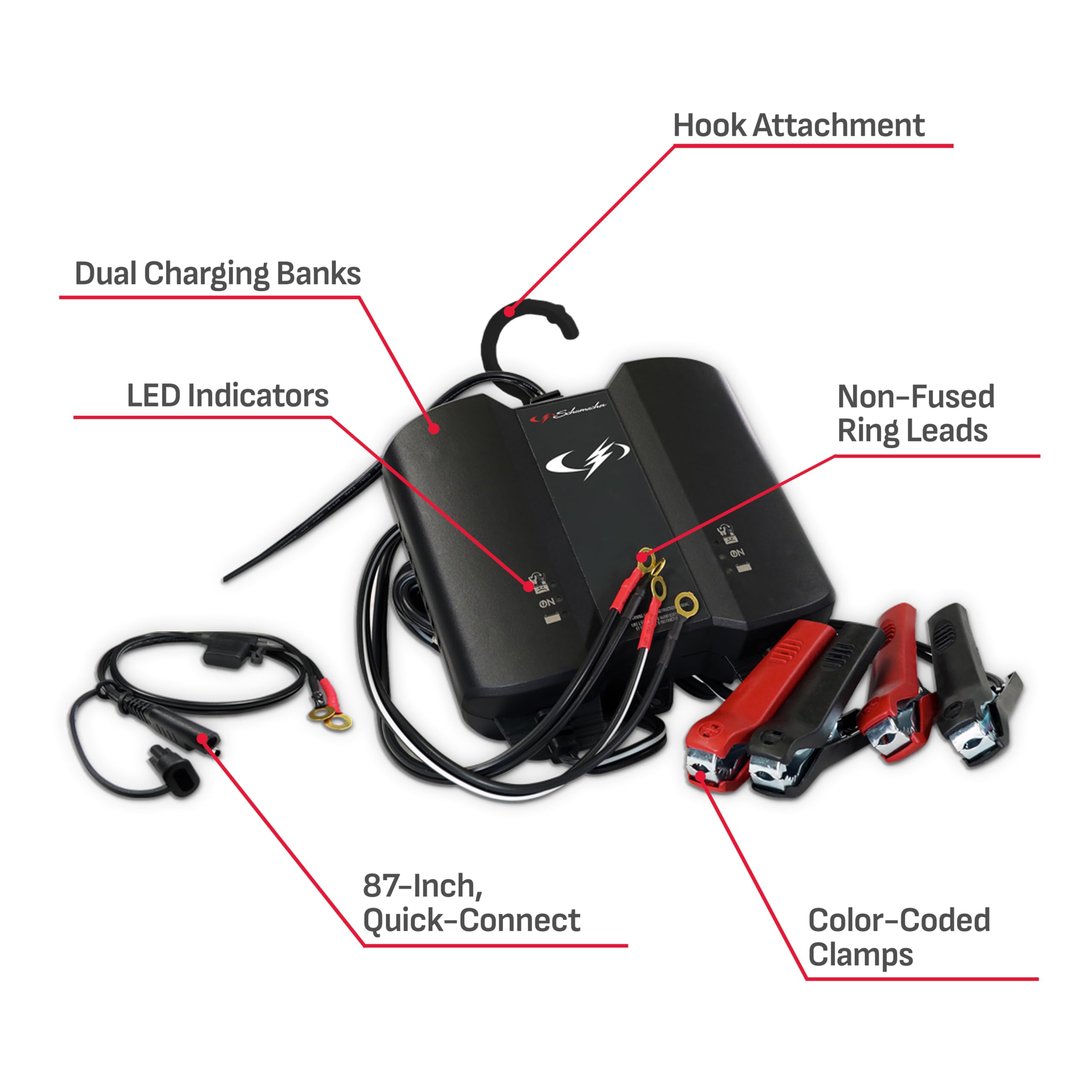 Schumacher Electric Sc1410 6V/12V Two-Bank 2A Battery Charger/Maintainer , Black