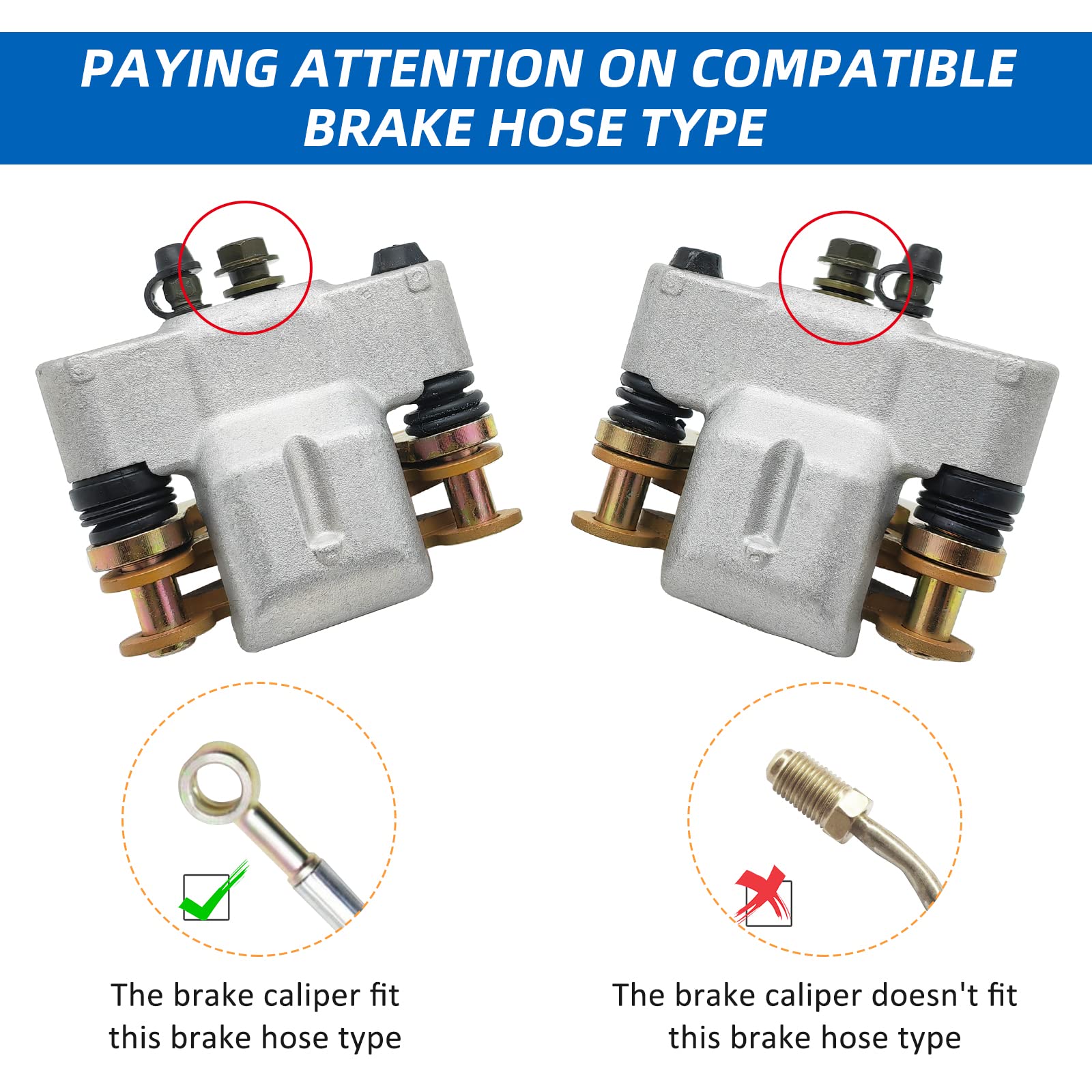 M MATI Rear Brake Caliper Assembly for Polaris RZR 800 & Sportsman 500/700/800, Models 1911544 & 1911545