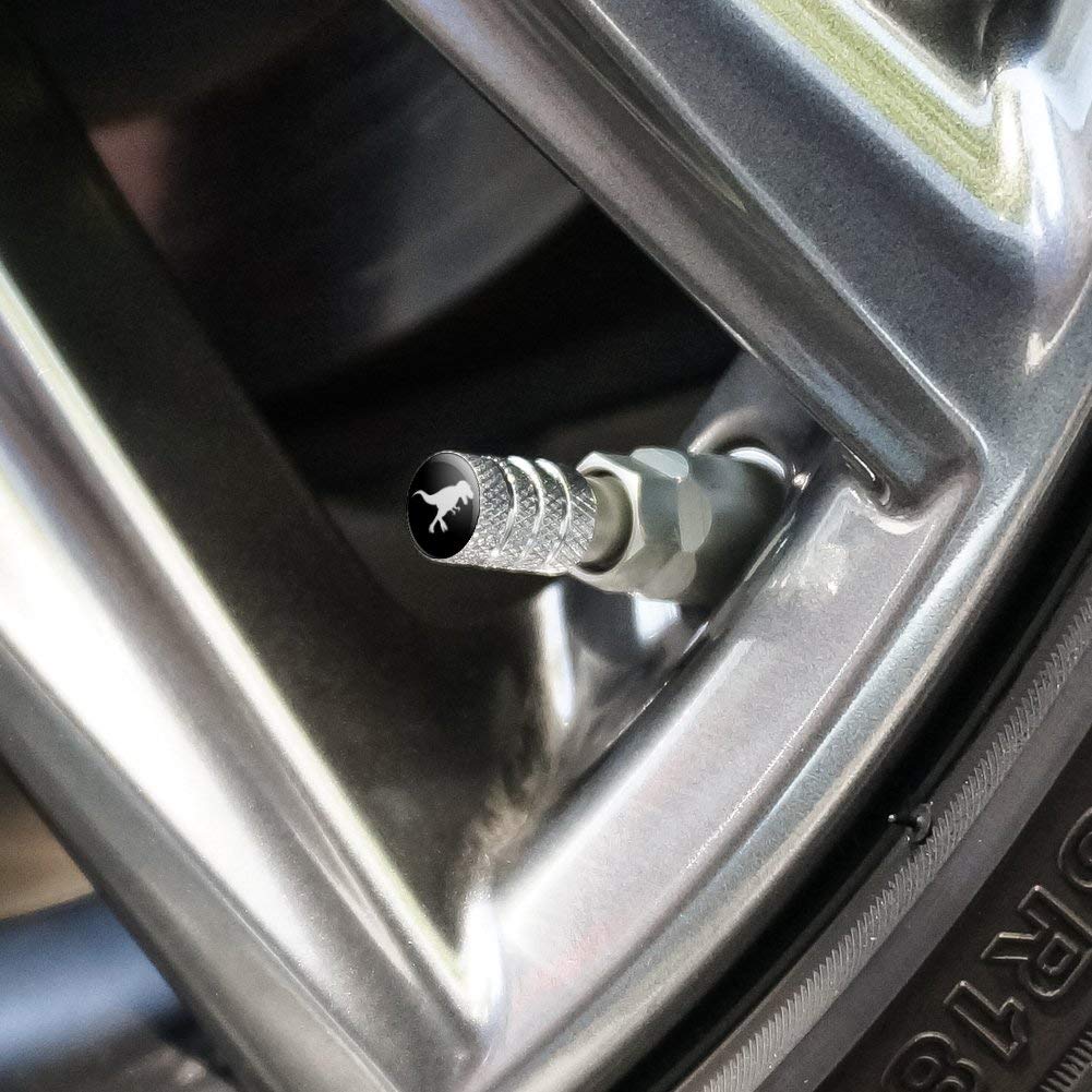 Graphics & More Dinosaur Tyrannosaurus Rex Black White Tire Rim Wheel Aluminum Valve Stem Caps