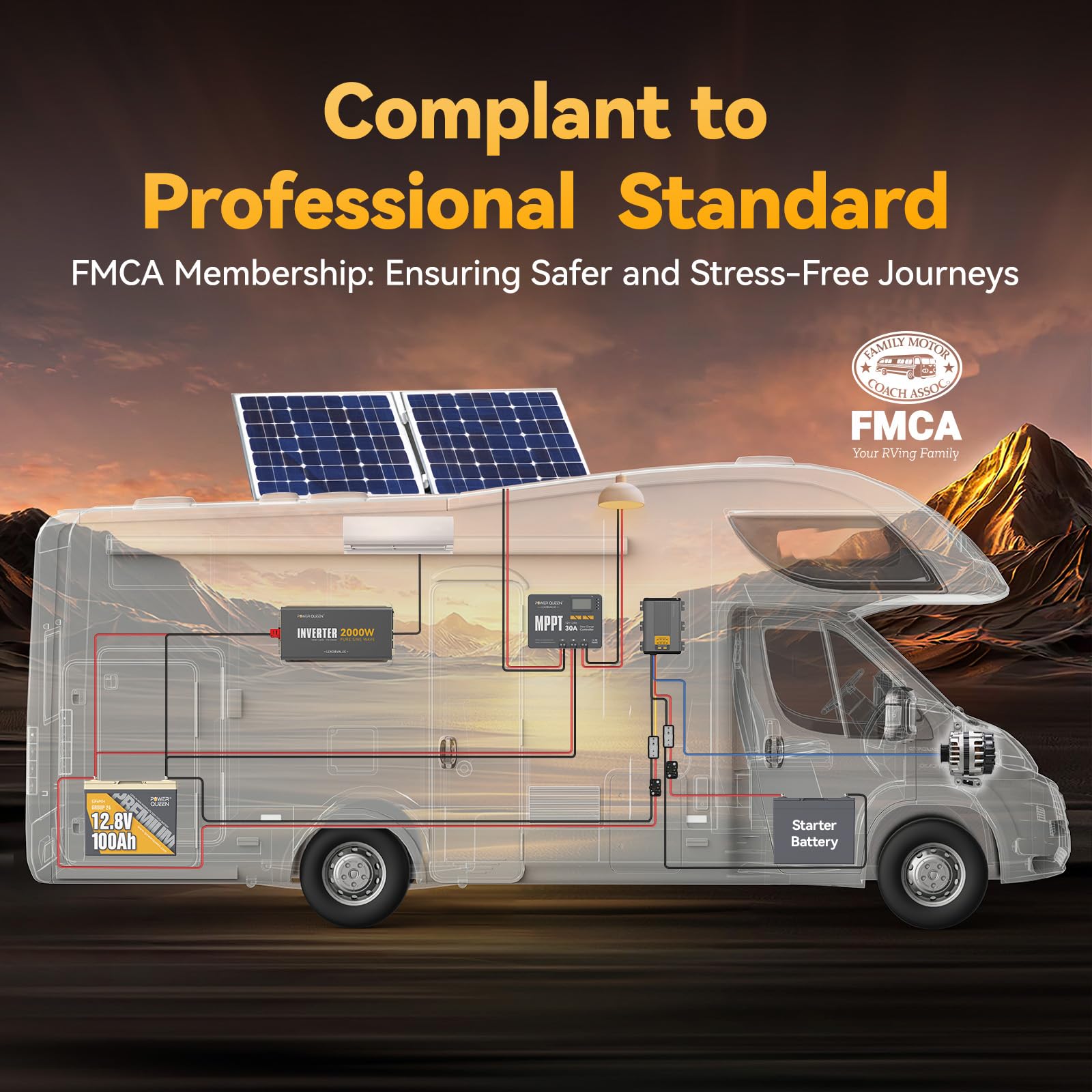 Power Queen 12.8V 100Ah LiFePO4 Deep Cycle Battery with 100A BMS for RVs, Camping, and Solar Systems