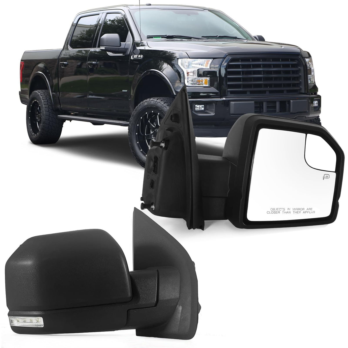 Lqito Right Passenger side Mirror with Power Glass, Outdoor Temperature Sensor,Turn Signal and Manual Folding Fits 2015-2020 For