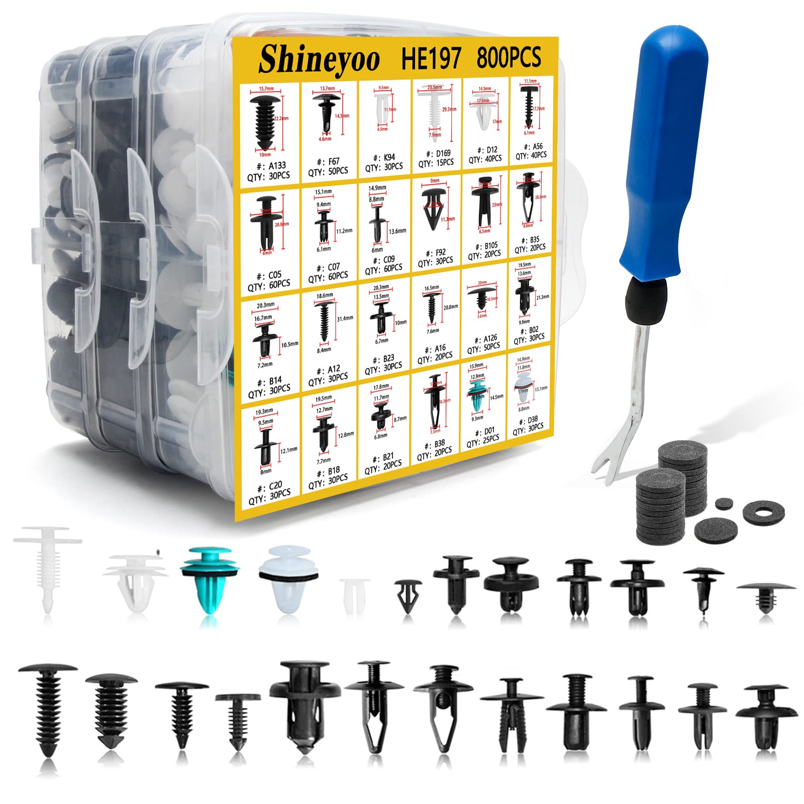 Car Retainer Clips 821Pcs Plastic Fasteners Kit 24 Most Popular Sizes Fender Rivet Clips Auto Push Pin Rivets Kit With 1 Fastene