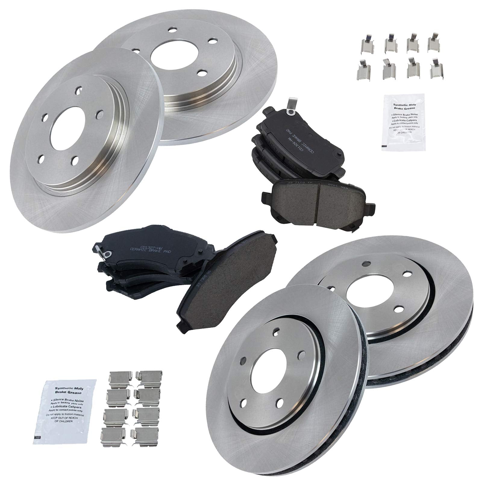 Trq Premium Posi Ceramic Brake Pad Rotor Kit Front Rear For Chrysler Dodge