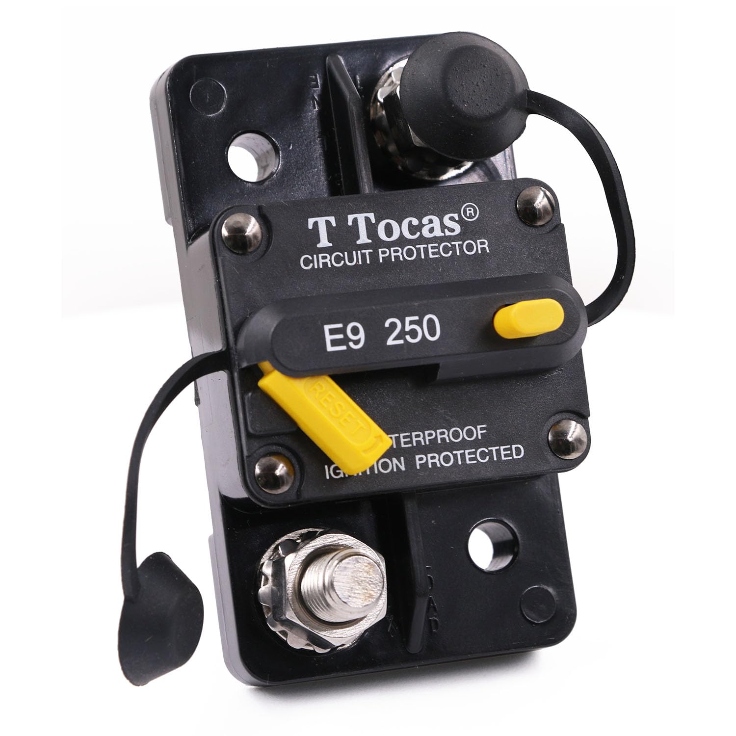 T Tocas Hi-Amp 3/8 Studs 250 Amp Circuit Breaker With Manual Reset Switchable For Boat Marine Car Audio Battery Solar System Ip6