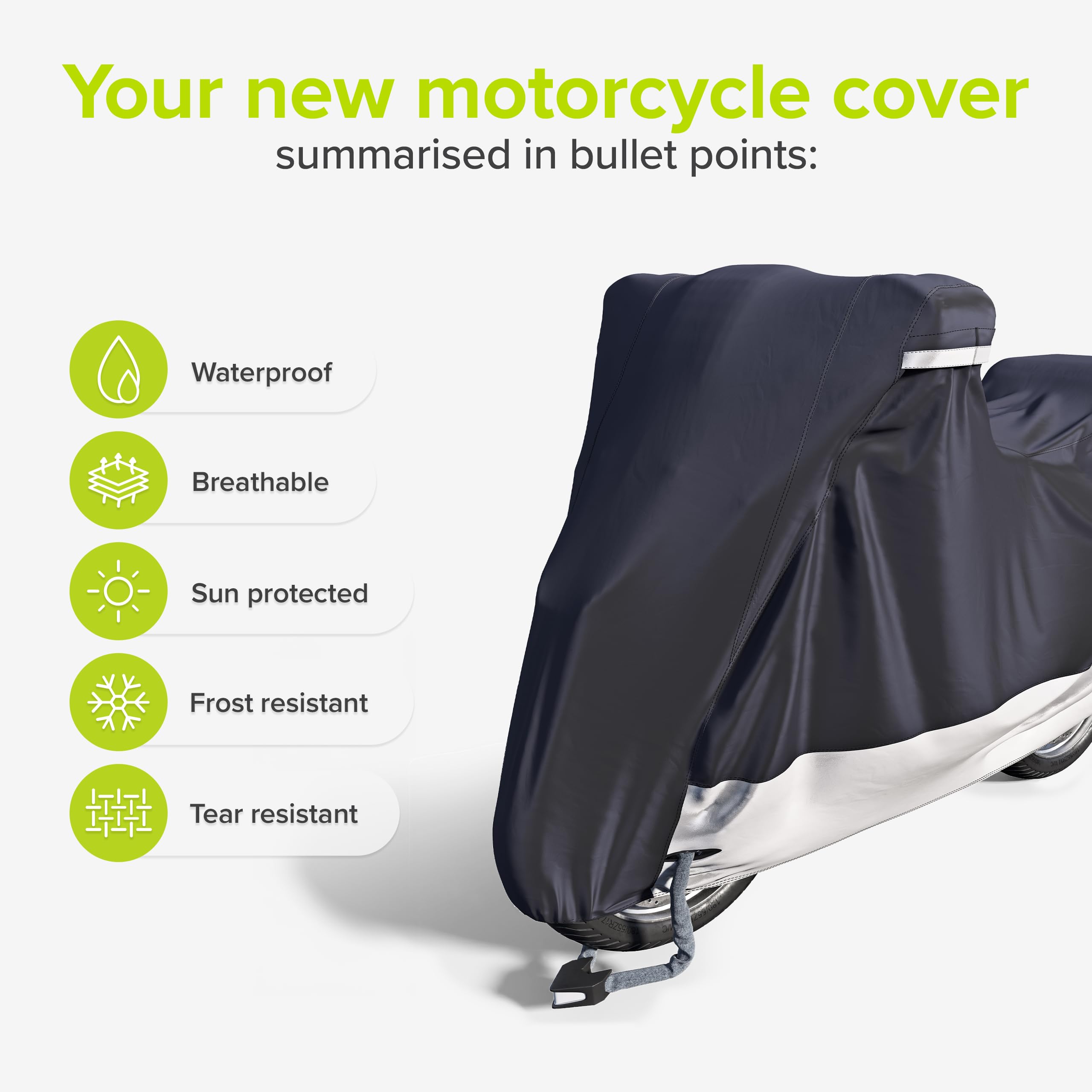 Velmia Motorcycle Cover Extremely Heat Resistant Up To 550 F I High Standard Motorcycle Cover Waterproof Outdoor For All Seasons
