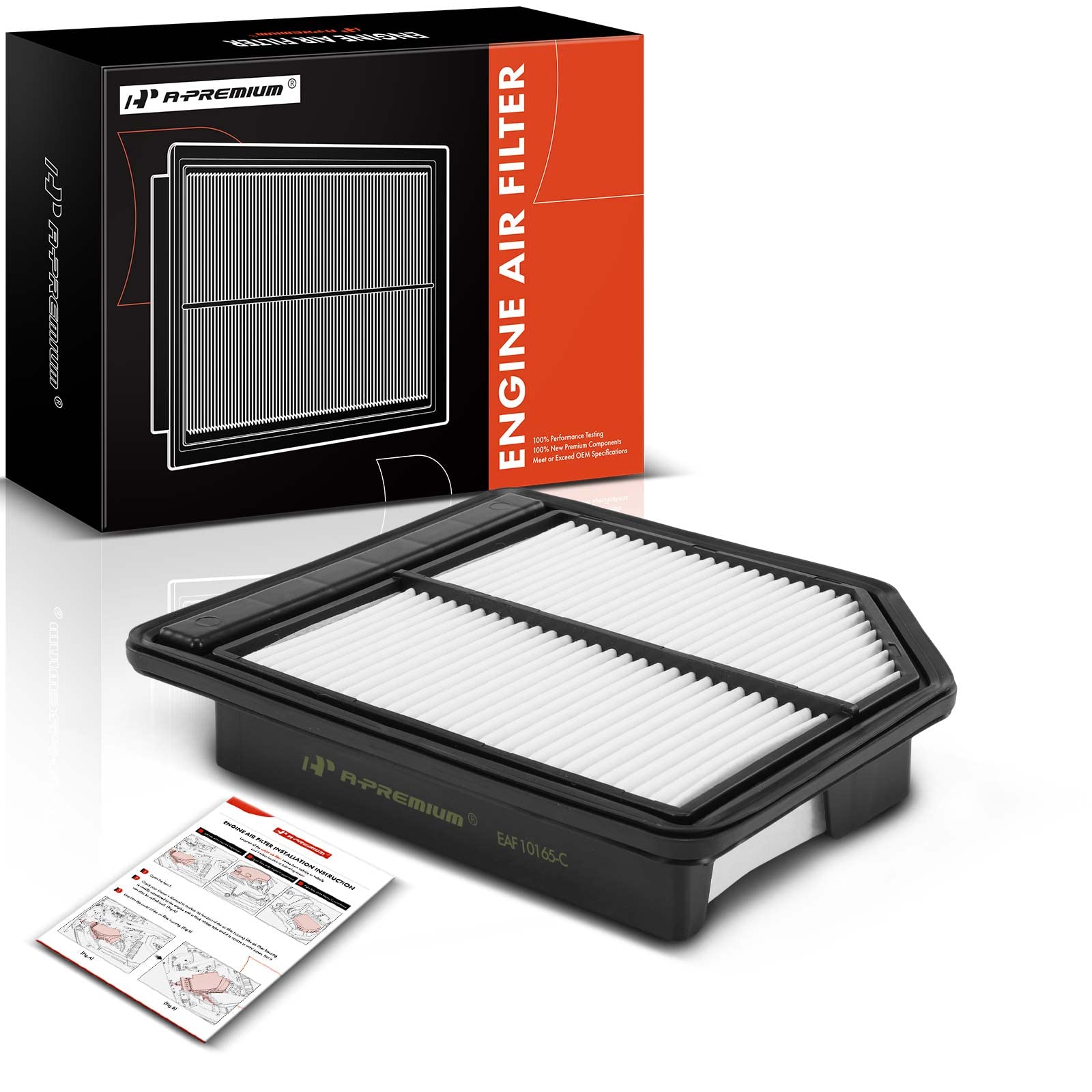 A-Premium Engine Air Filter Compatible With Honda Civic 2006 2007 2008 2009 2010 2011, L4 1.8L, Rigid Panel, Replace# 17220Rnaa0