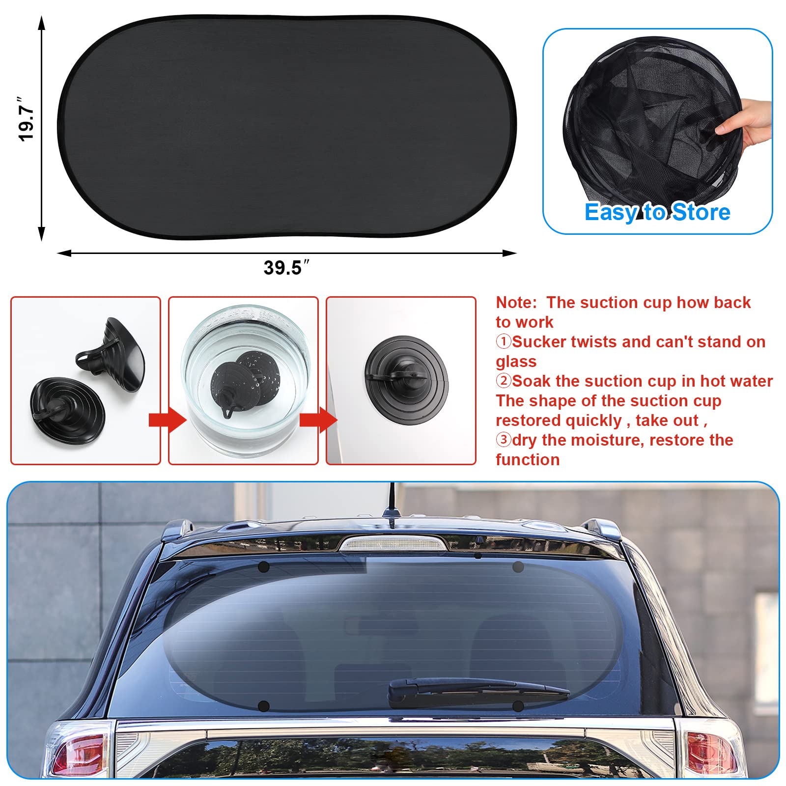 5 Pack Universal Car Window Shades Set Breathable Stretch Mesh Car Window Screen Covers Mosquito Net for Camping Privacy Protect