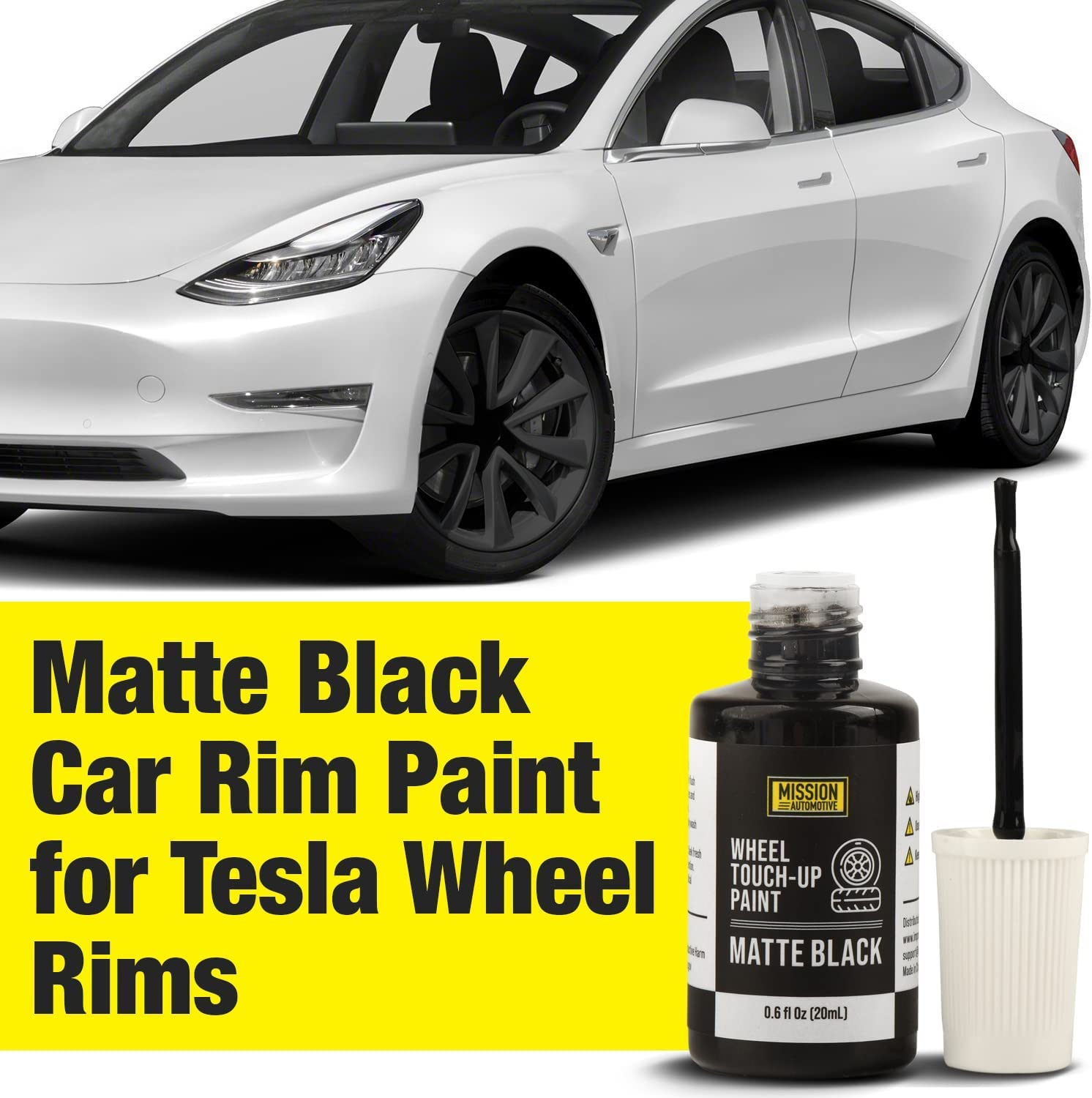 Mission Automotive Black Car Rim Paint for Tesla Wheels - Easy to Apply Satin Matte Touch Up Paint, Blends Well, Chip Resistant