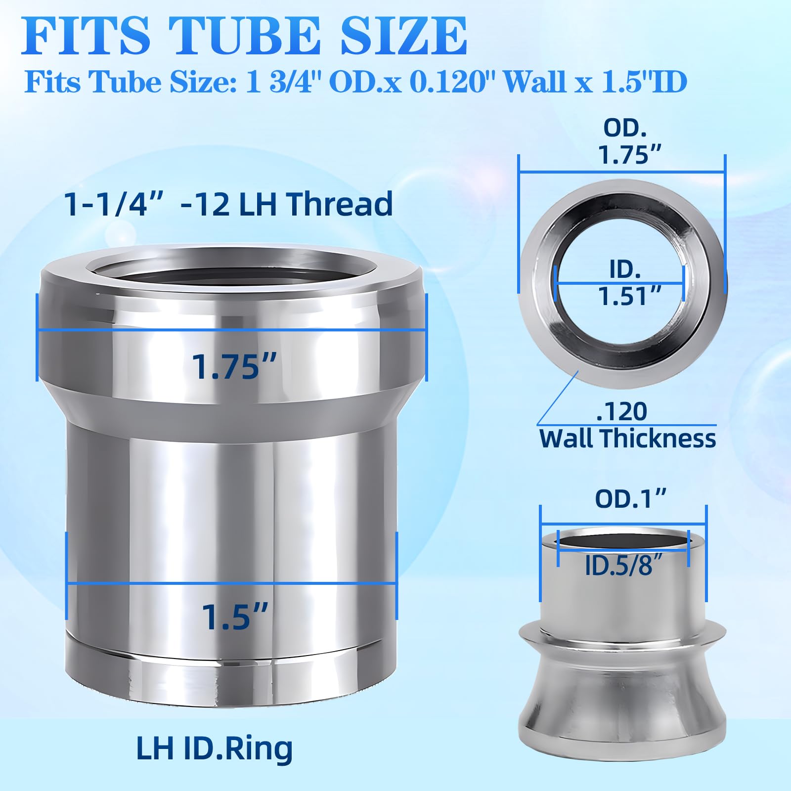 YIFUOK 1.25'' Heim Joint Rod End kit w/Spacer,Tube Adapters & Jam Nuts,RH & LH Hand Thread 1 1/4'' Chromoly Panhard Bar Kit for