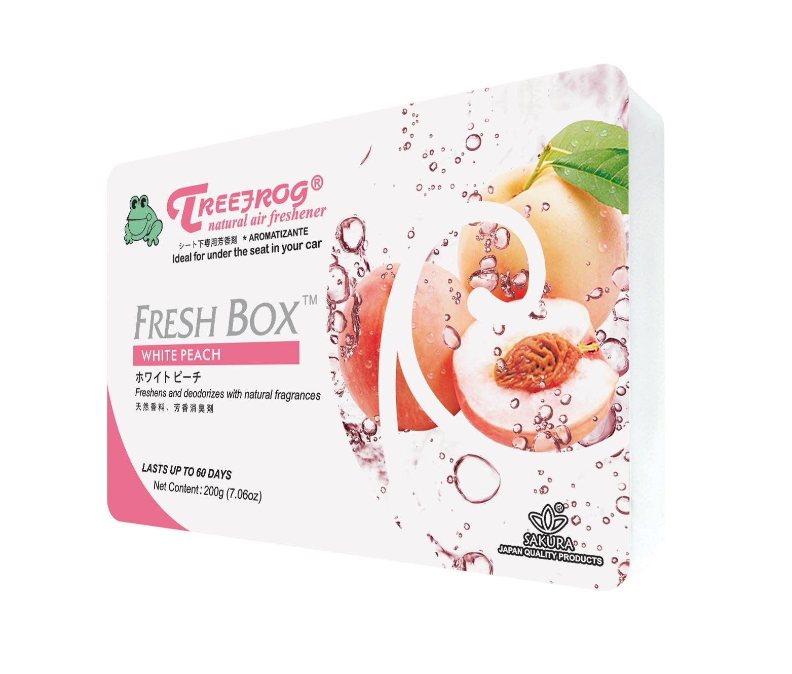 6 Pack Treefrog Natural Air Freshener Fresh Box (Aka Xtreme Fresh) White Peach Scent - Lovely Scent Of Floral And Fresh Peach Fragrance