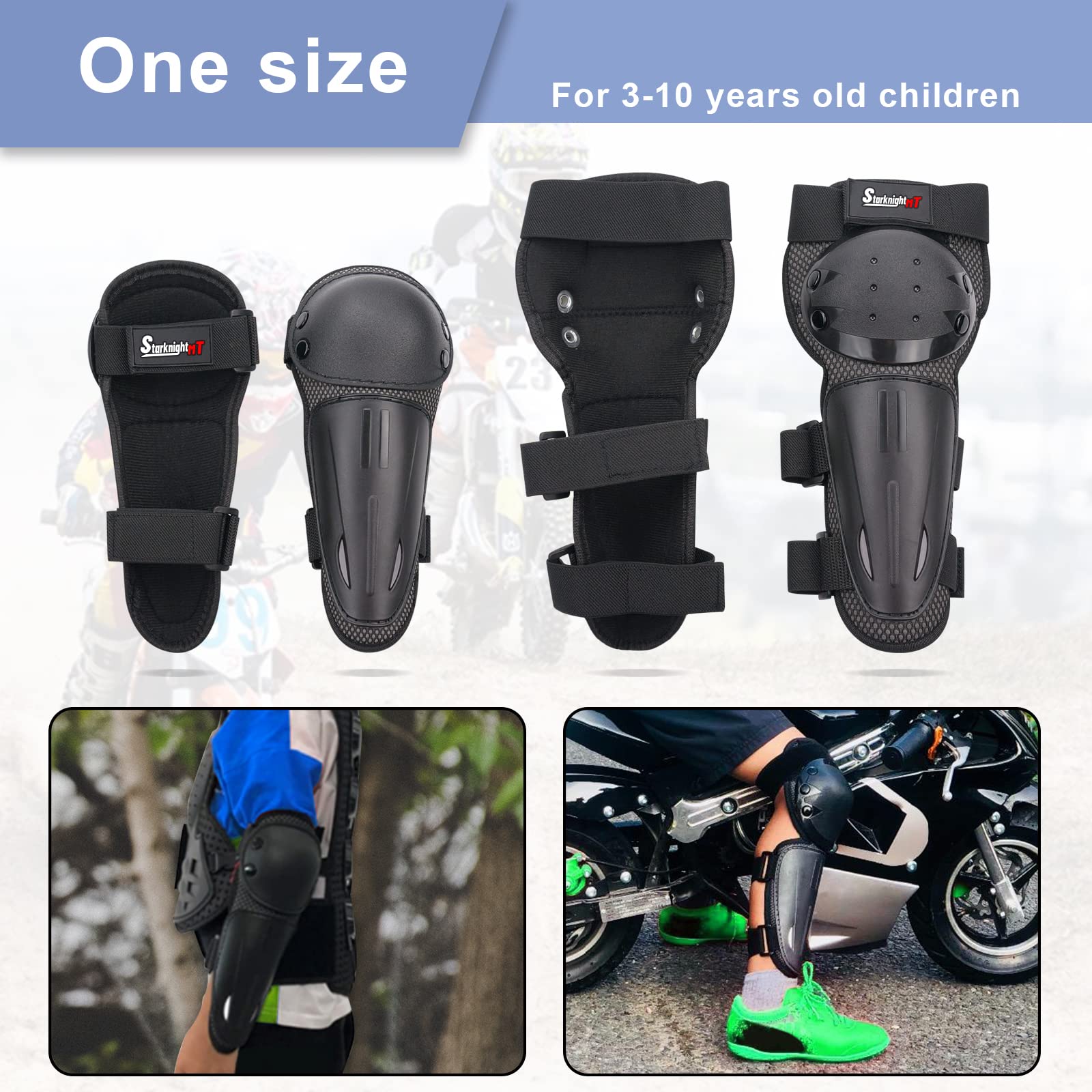 Kids Dirt Bike Elbow Knee Pads,StarknightMT Protective Shin Guards Gear Set for Youth Motorcycle Motocross Mountain Biking Skate