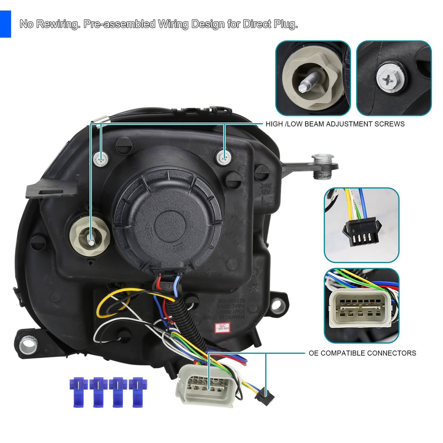 Spec-D Tuning Halo Ring Black Projector Headlights Compatible with 2007-2013 R56 MINI Cooper Models Left + Right Pair Headlamps