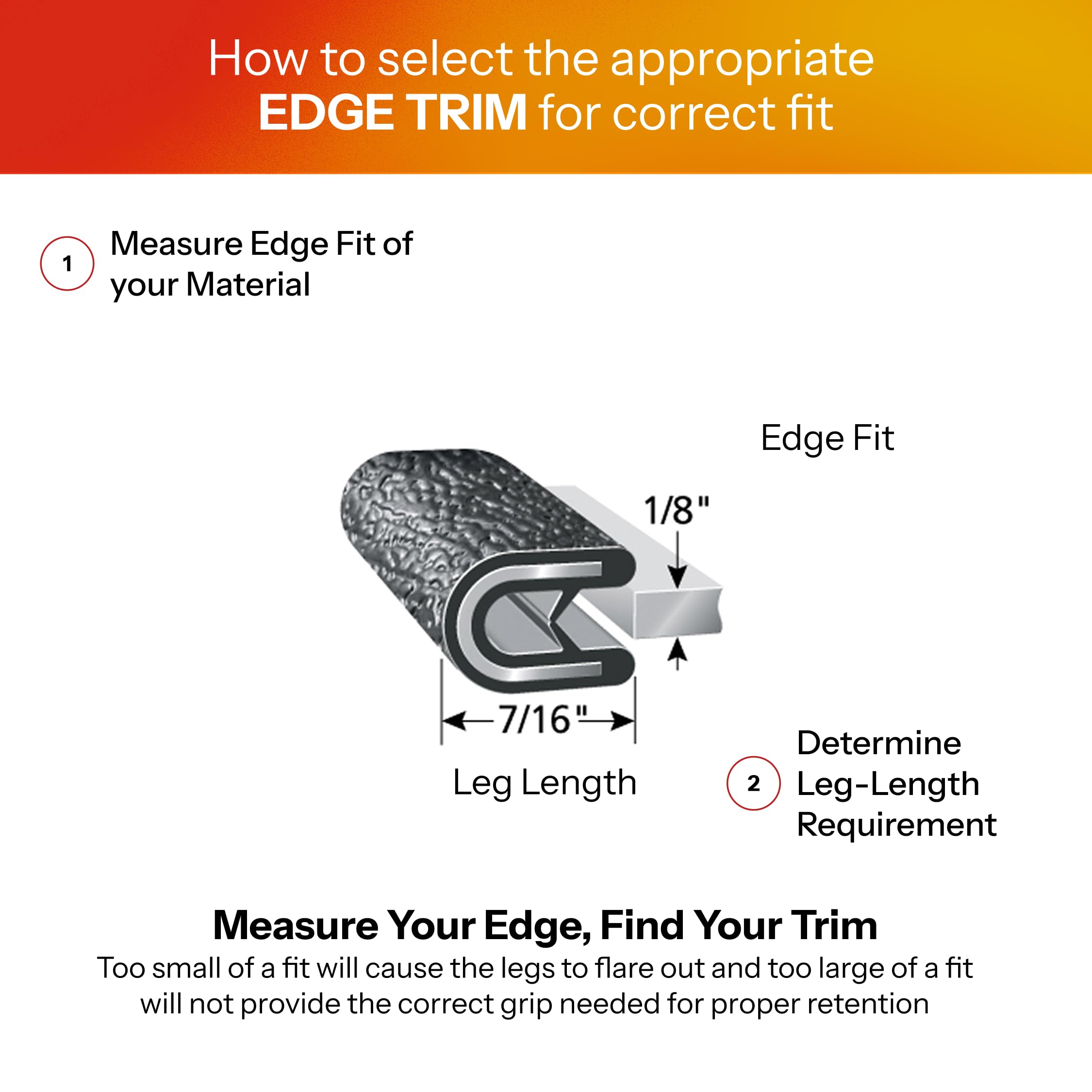 Trim-Lok Edge Trim - Fits 1/8    Edge, 7/16    Leg Length, 25 Length, Black, Pebble Texture - Flexible Pvc Edge Protector For Sh