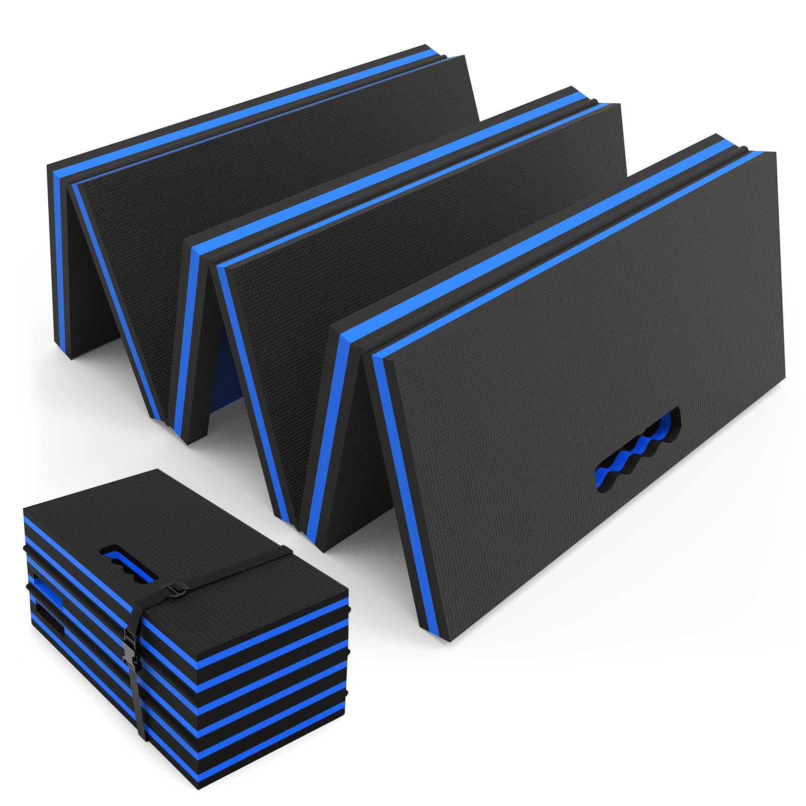 SKYJDM Thick Mechanic Mat, Foldable EVA Mat with Magnetic Tool Compartments, Waterproof Mechanic Kneeling Pad with Handle for Ga