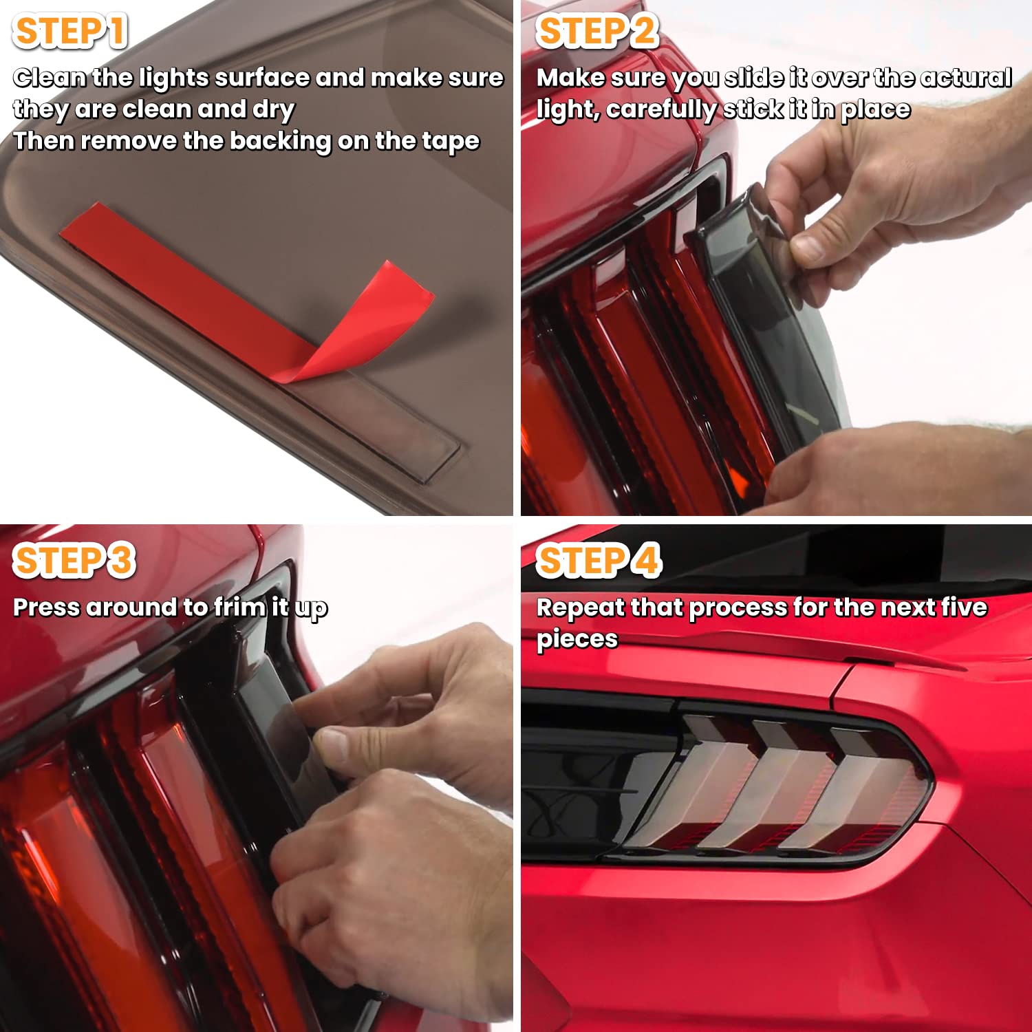 E-Cowlboy Tail Light Lamp Cover Guard Trim Frame Bezels Decoration For Ford Mustang 2018 2019 2020 2021 2022 Exterior Accessorie