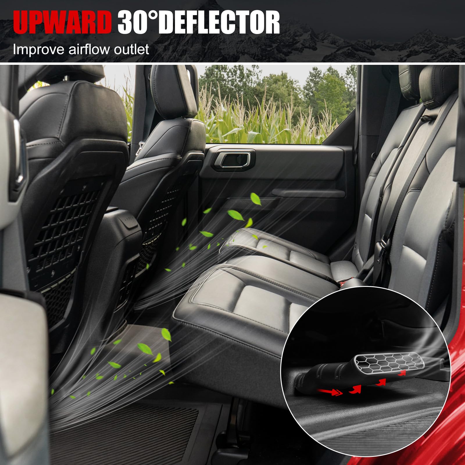 Mabett Under Seat Vent Deflectors for Ford Bronco 4-Door 2021-2024, Rear Air Conditioning Vent Directional, 2PCS