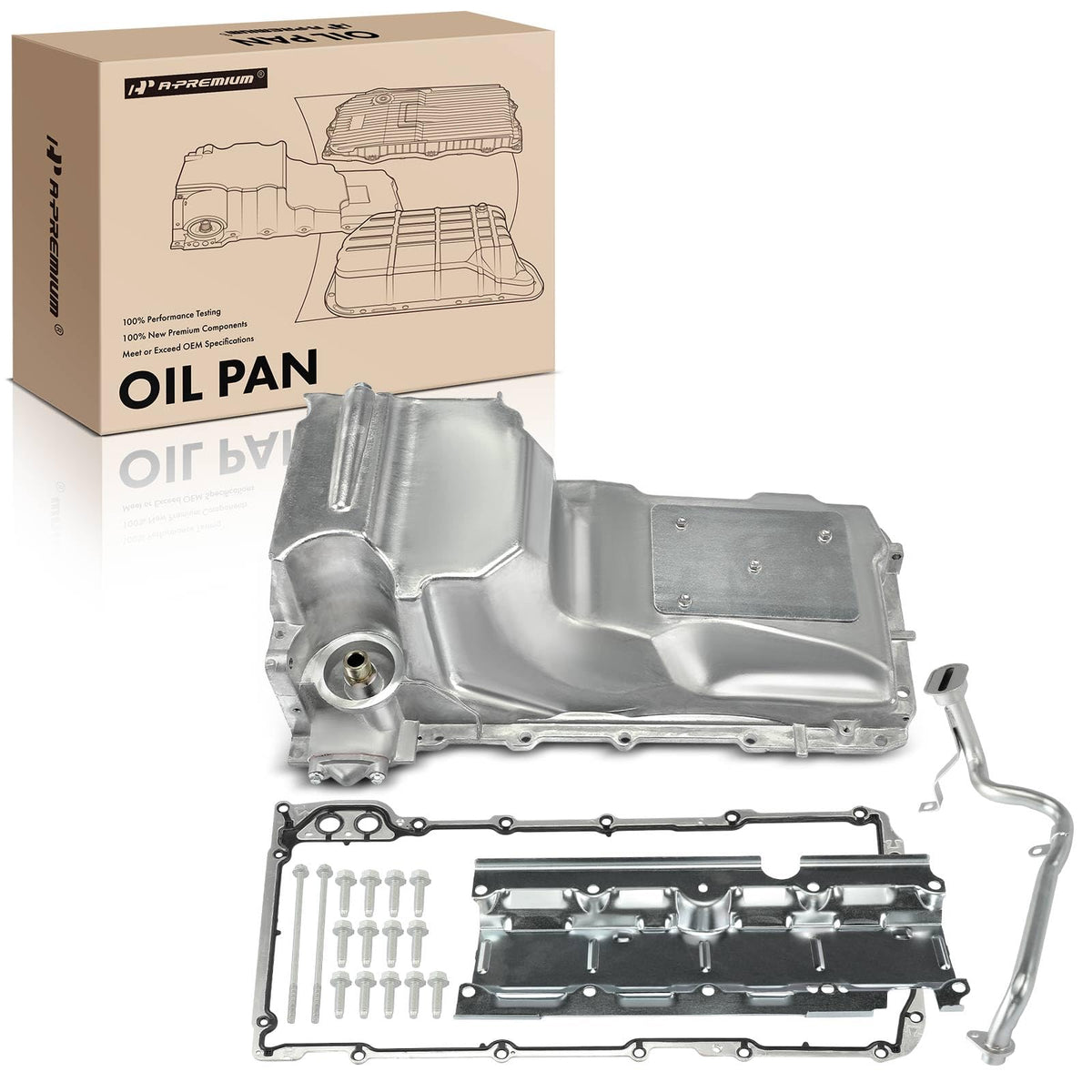 A-Premium Rear Sump Engine Oil Pan Kit with Gasket Compatible with Chevy Silverado 1500 2500 HD, Tahoe, Suburban, Express & GMC 