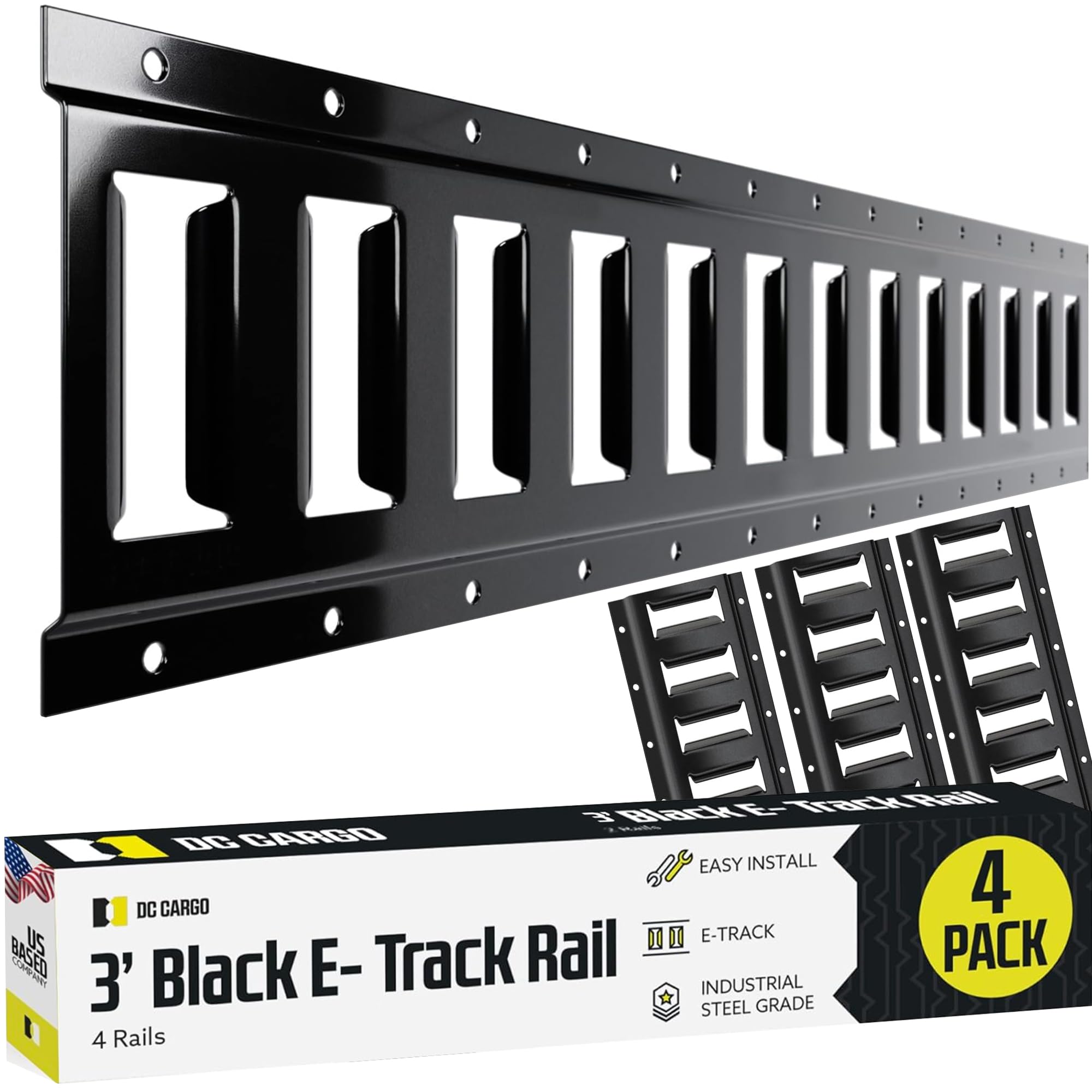 Dc Cargo Mall Indoor E Track Tie Down Rail Kit 3 ' (2 Pack) For Garages, Vans, Trailers, Motorcycle Tie Downs, Atv Mountings - P