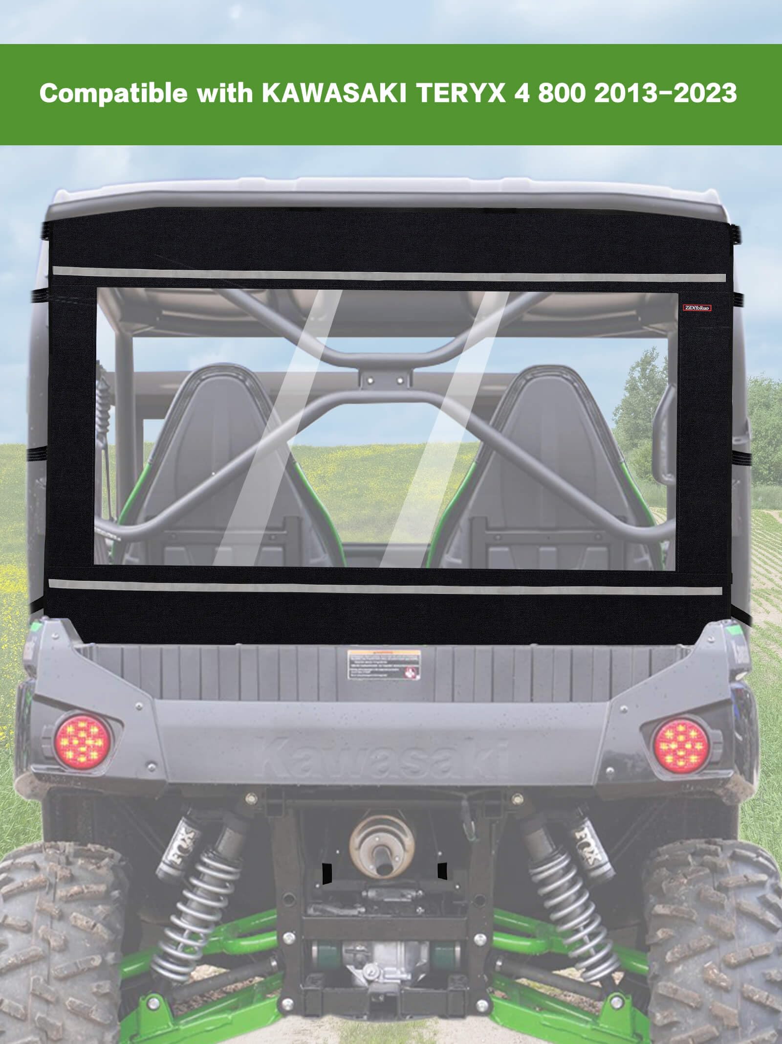 Zidiyoruo Soft Back Windshield For Kawasaki Teryx - Dustproof, Rainproof, And Cold Air Proof - Ideal For Kawasaki Teryx 4 800 Ow