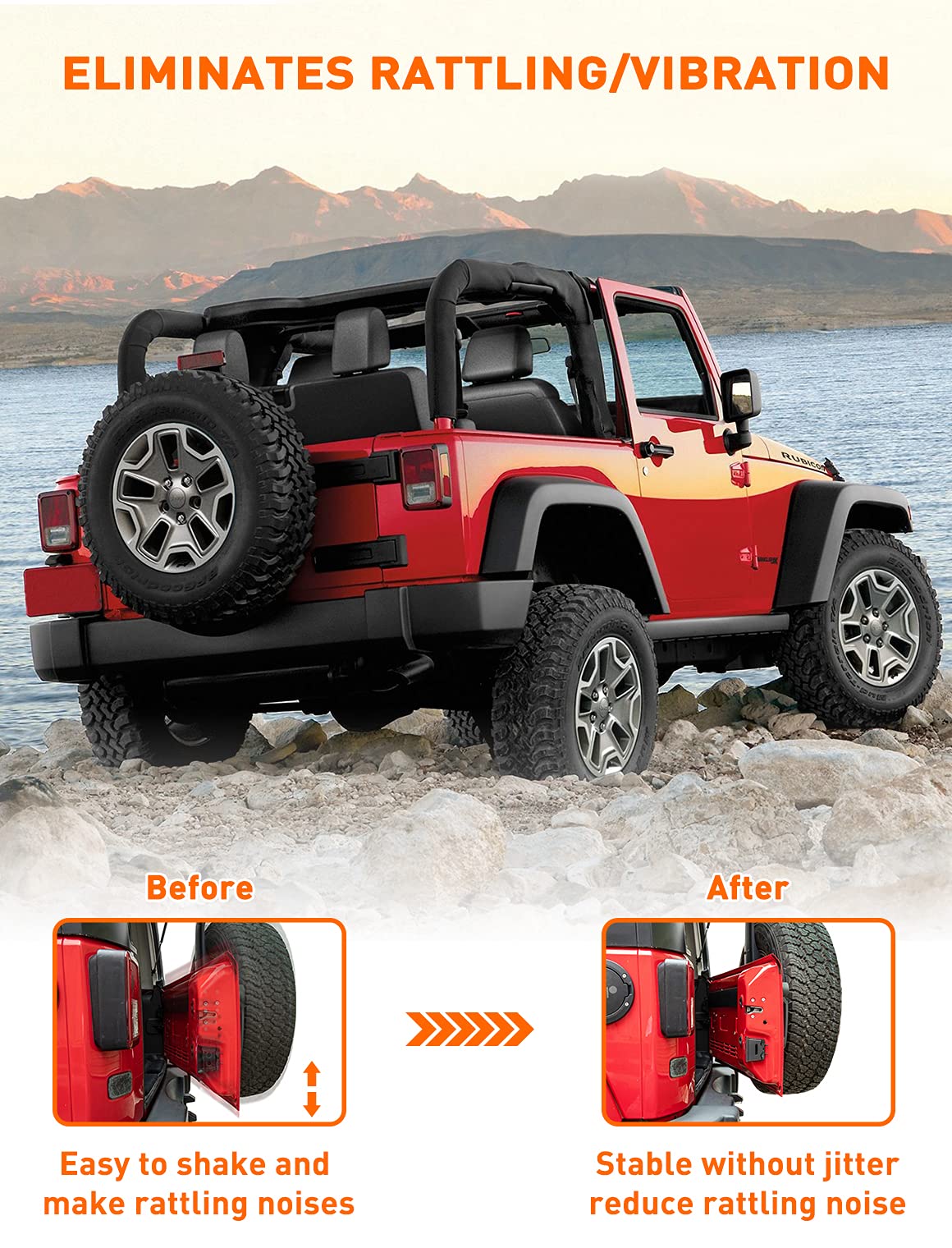 Savadicar TL01 Tailgate Limiter, Aluminum Alloy Rear Trunk Door Latch, Tail Gate Stopper for 2007-2018 Jeep Wrangler JK JKU 2-Do