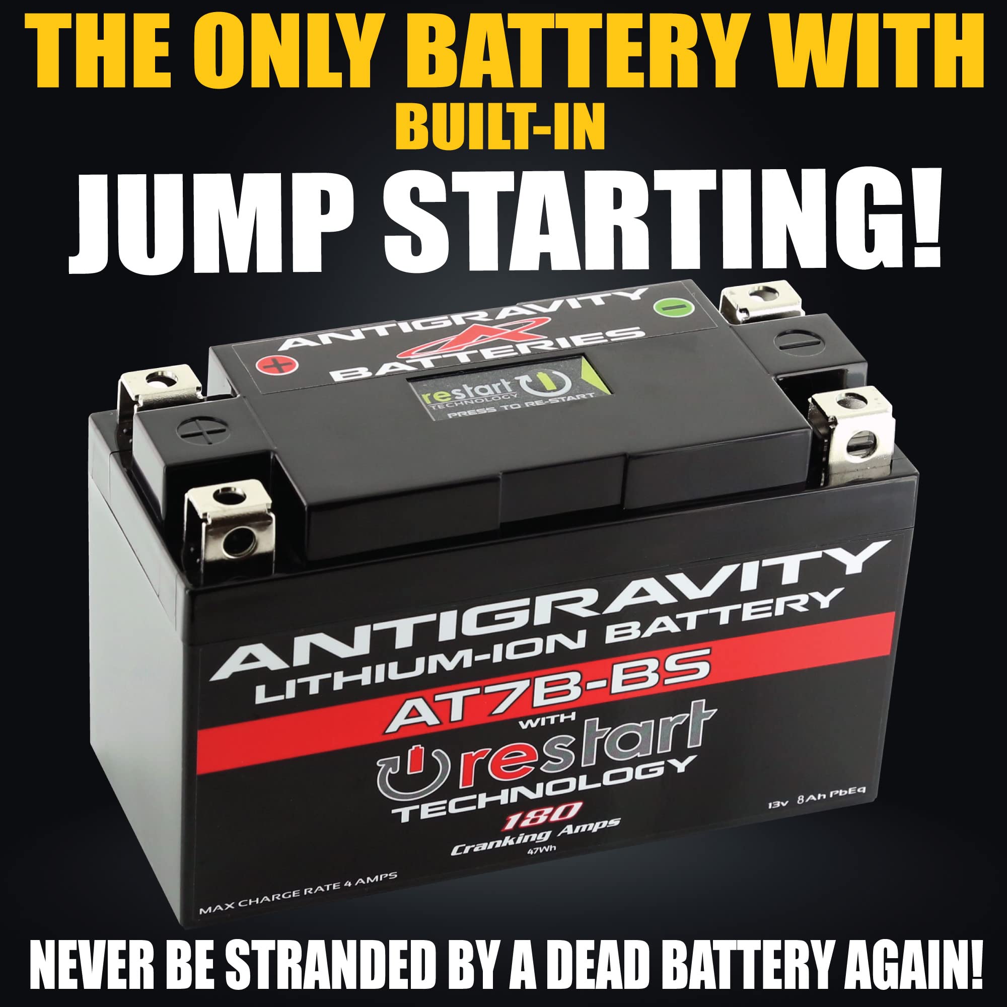 Antigravity At7B Performance Lithium Motorcycle Powersport Battery With Built-In Jump Starting, 12V 3.5Ah Ducati, Replaces Yt7B