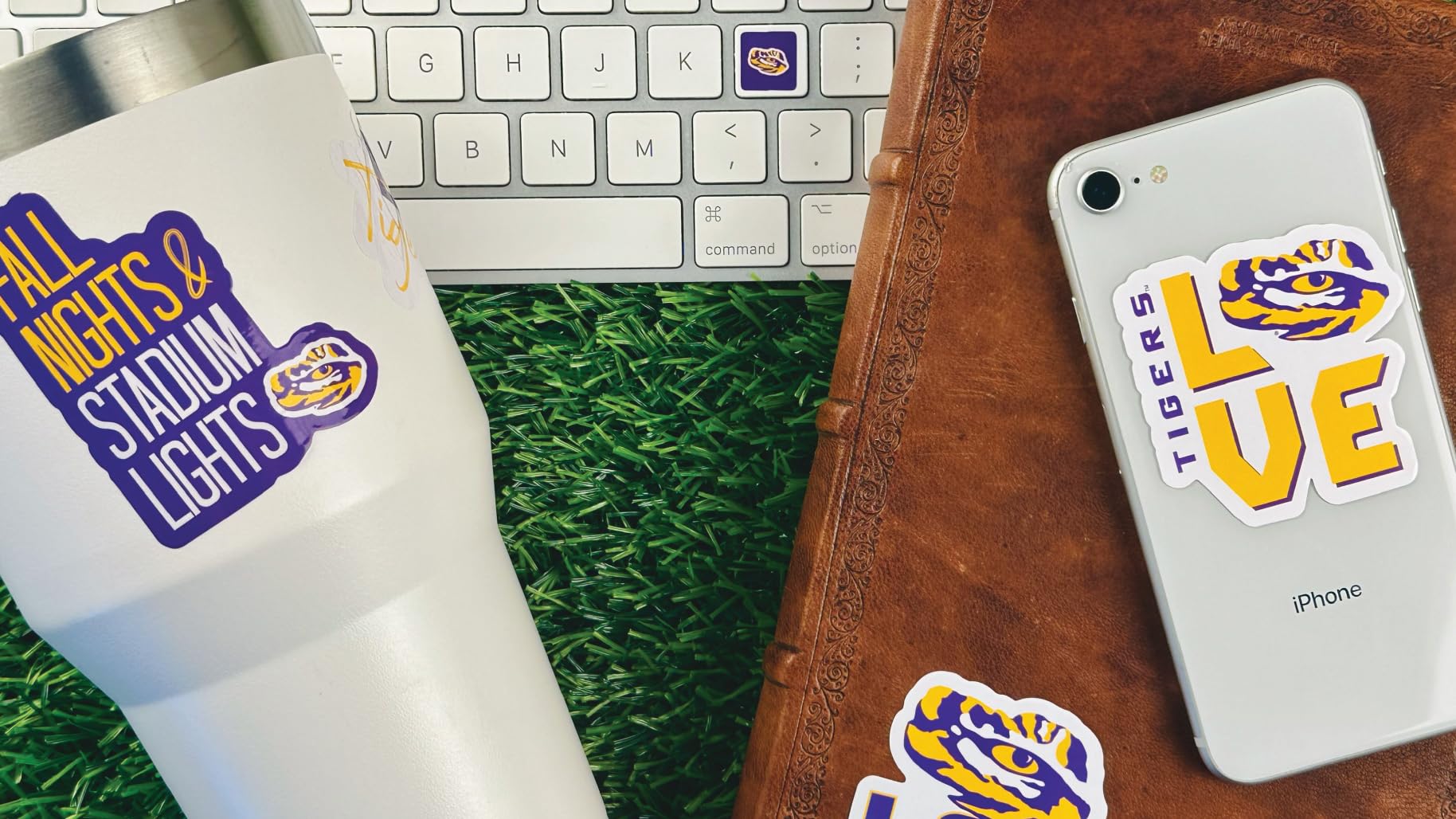 Lsu Tigers Stickers (14 Stickers) 2 Large 5'' For Car Windows 10 Medium 2.5'' For Water Bottles Laptops Phones And 2 Mini Keyboa