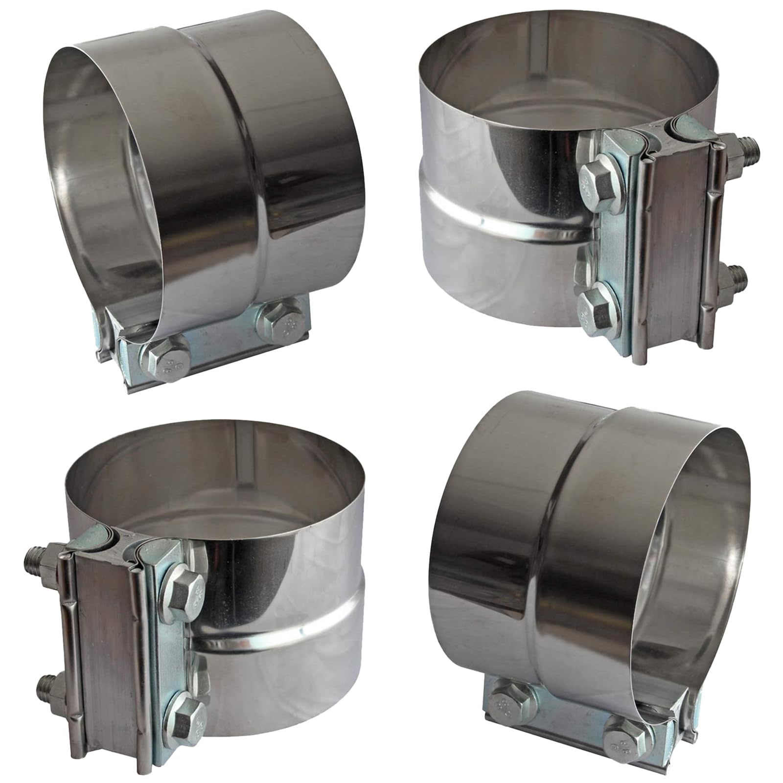 Exhaust Clamps Band Clamp 4'' Lap Joint - Stainless Steel Lap Joint With 1 Block 4Pcs For 4'' Od To 4'' Id Exhaust Pipe, Muffler
