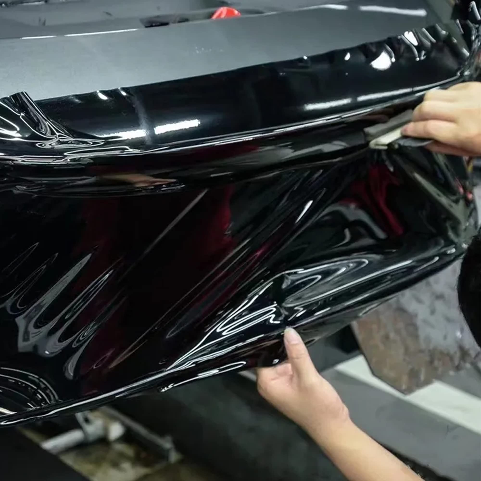 Lypumso High Gloss Black Car Vinyl Wrap Roll 1Ft X 10Ft Featuring Bubble Free Air-Release Technology Self Adhesive Car Wrap Film