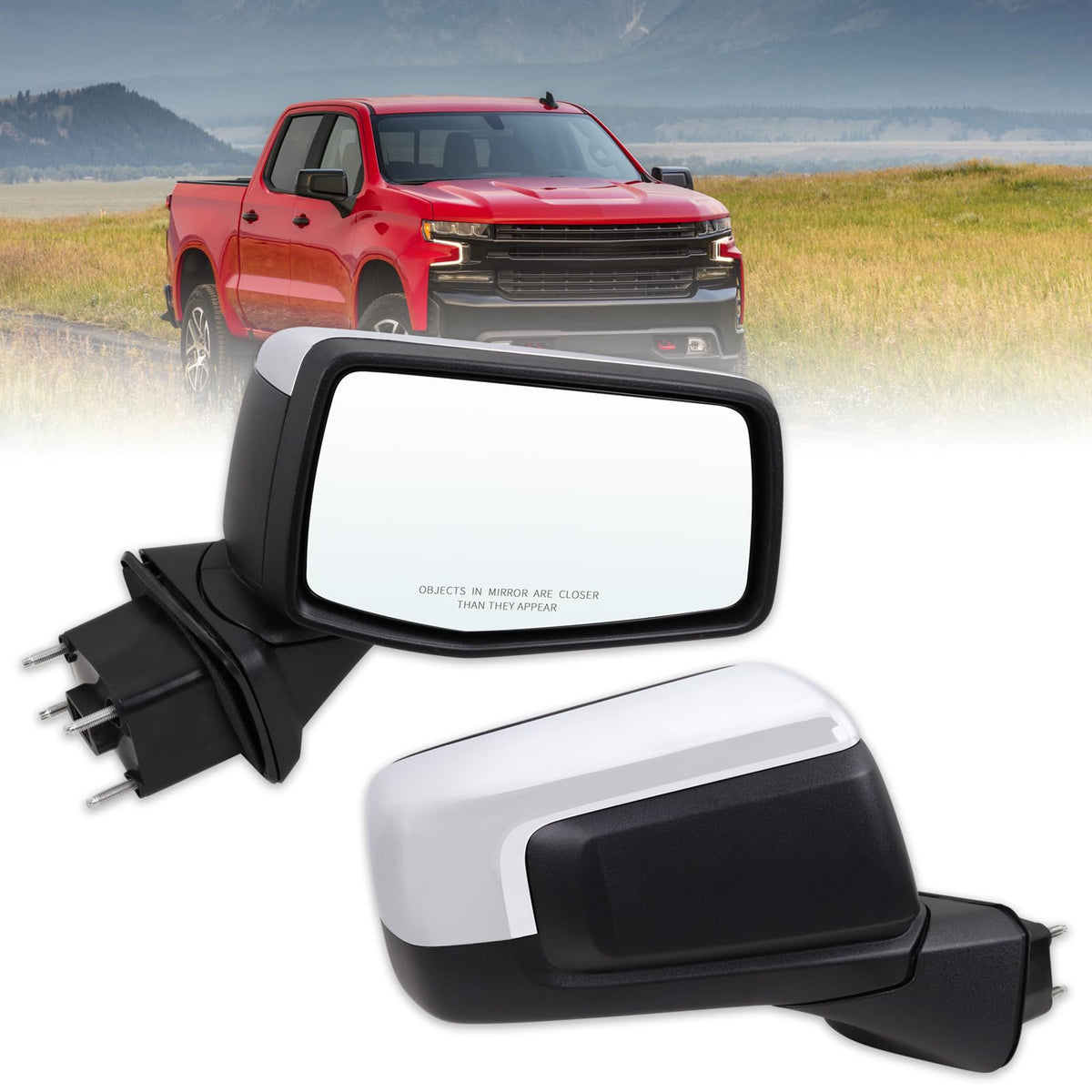 Lqito Right Passenger Side Mirror Compatible With 2019-2025 Chevy Silverado 1500 With Power Glass Manual Folding Heated Temperat